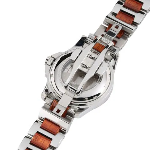 Koa Wood Stainless Steel Mechanical Watch Center Koa Wood Dial