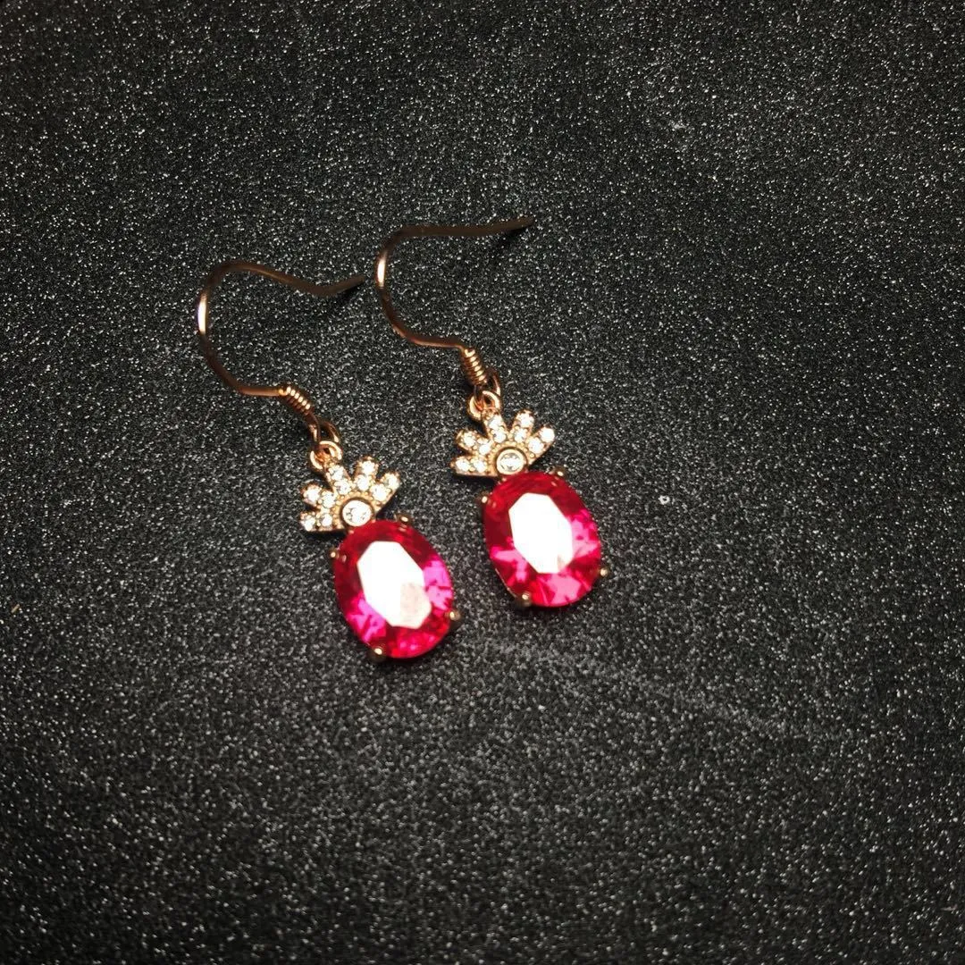 Ladies Inlaid Red Corundum Amethyst Jewelry Set
