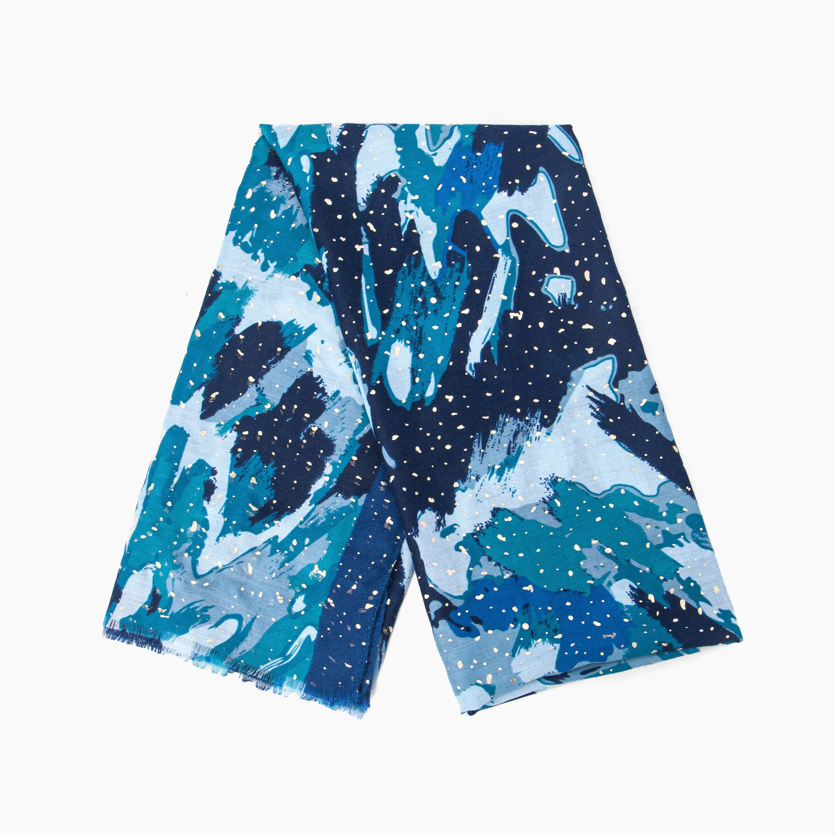 Leah Lightweight Scarf - Blue, Geometric Foil
