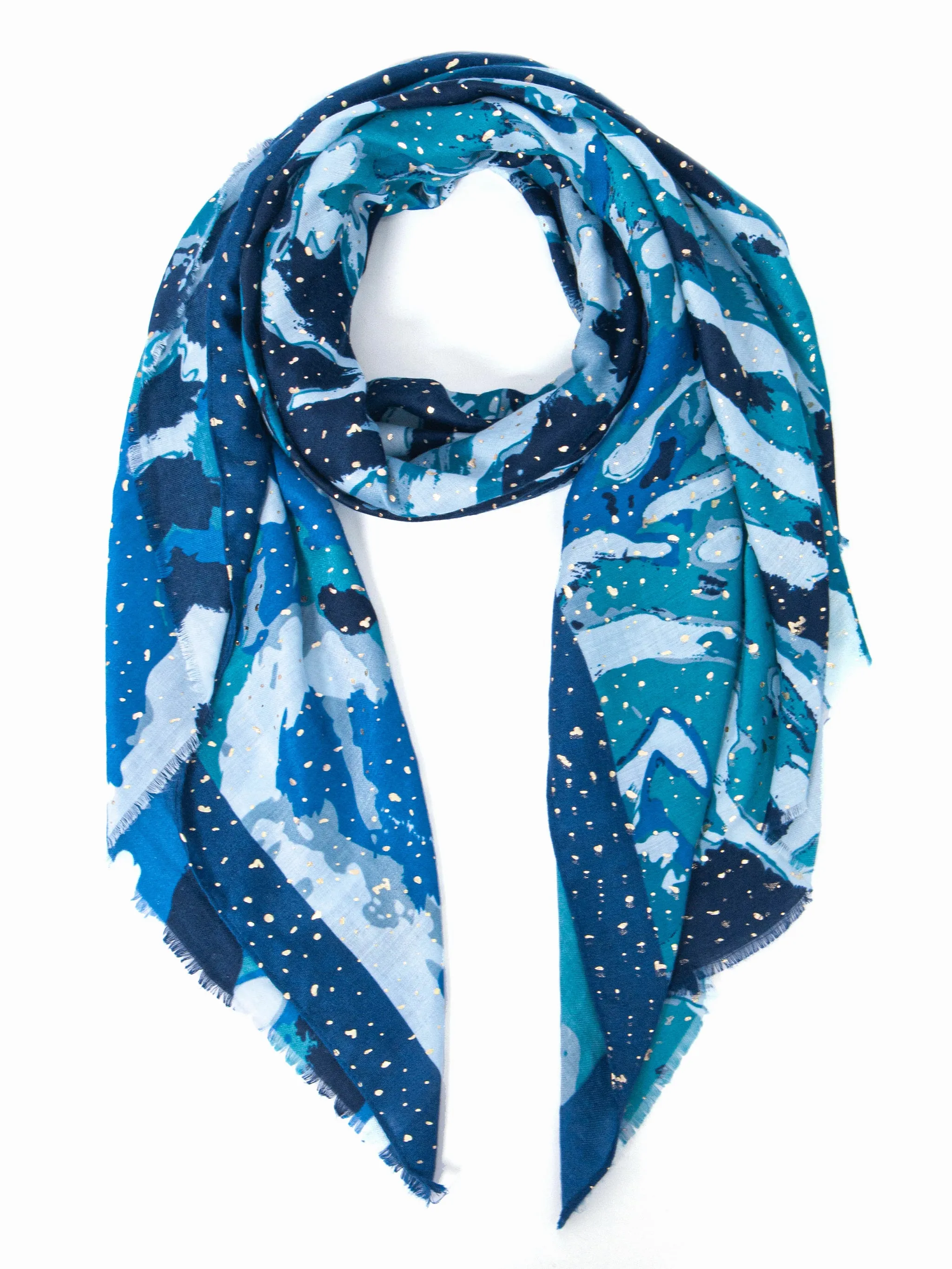 Leah Lightweight Scarf - Blue, Geometric Foil