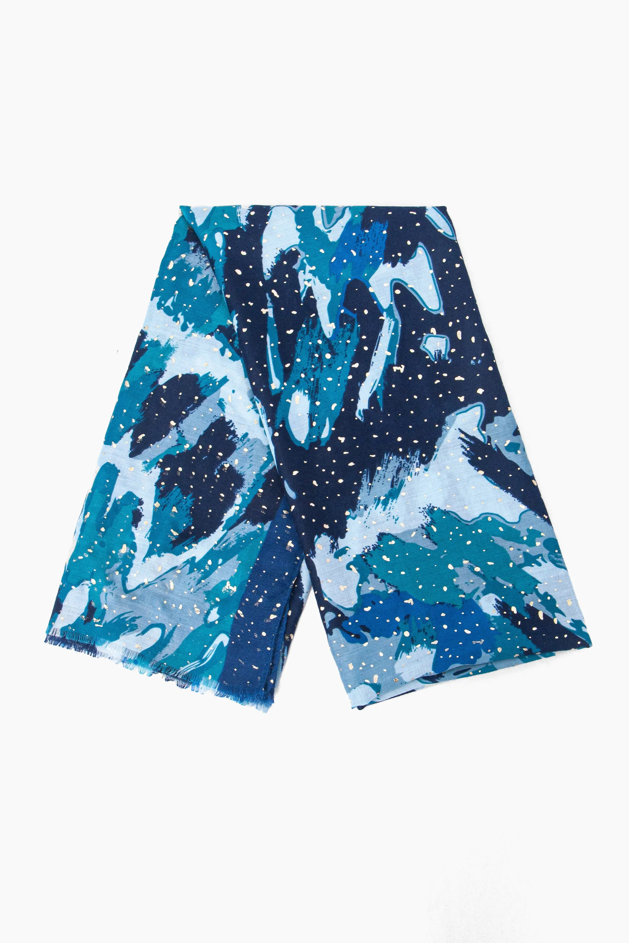 Leah Lightweight Scarf - Blue, Geometric Foil