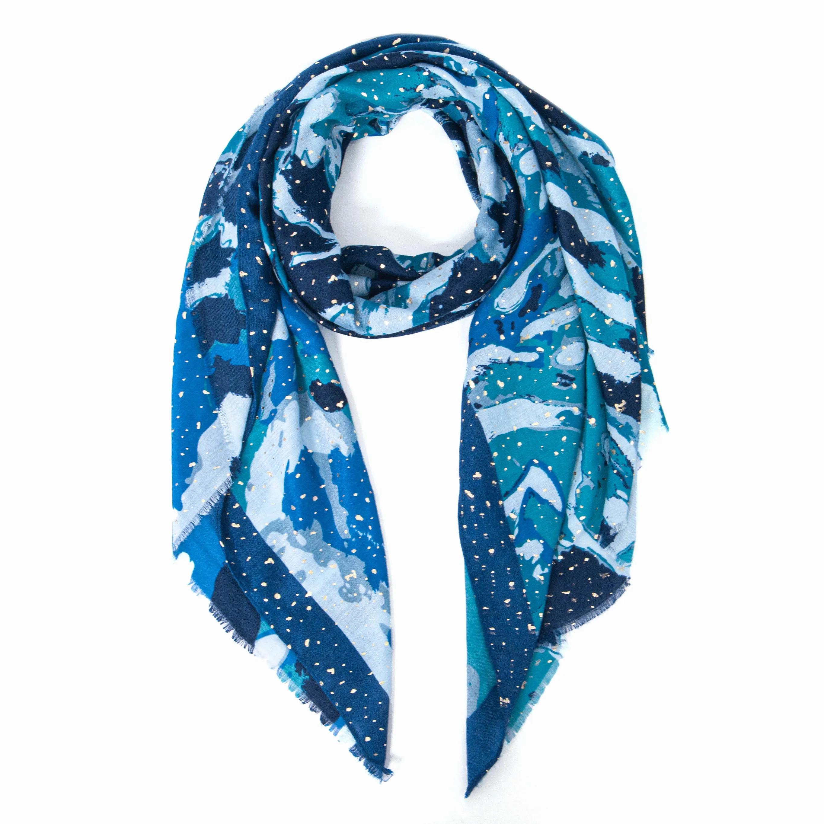 Leah Lightweight Scarf - Blue, Geometric Foil