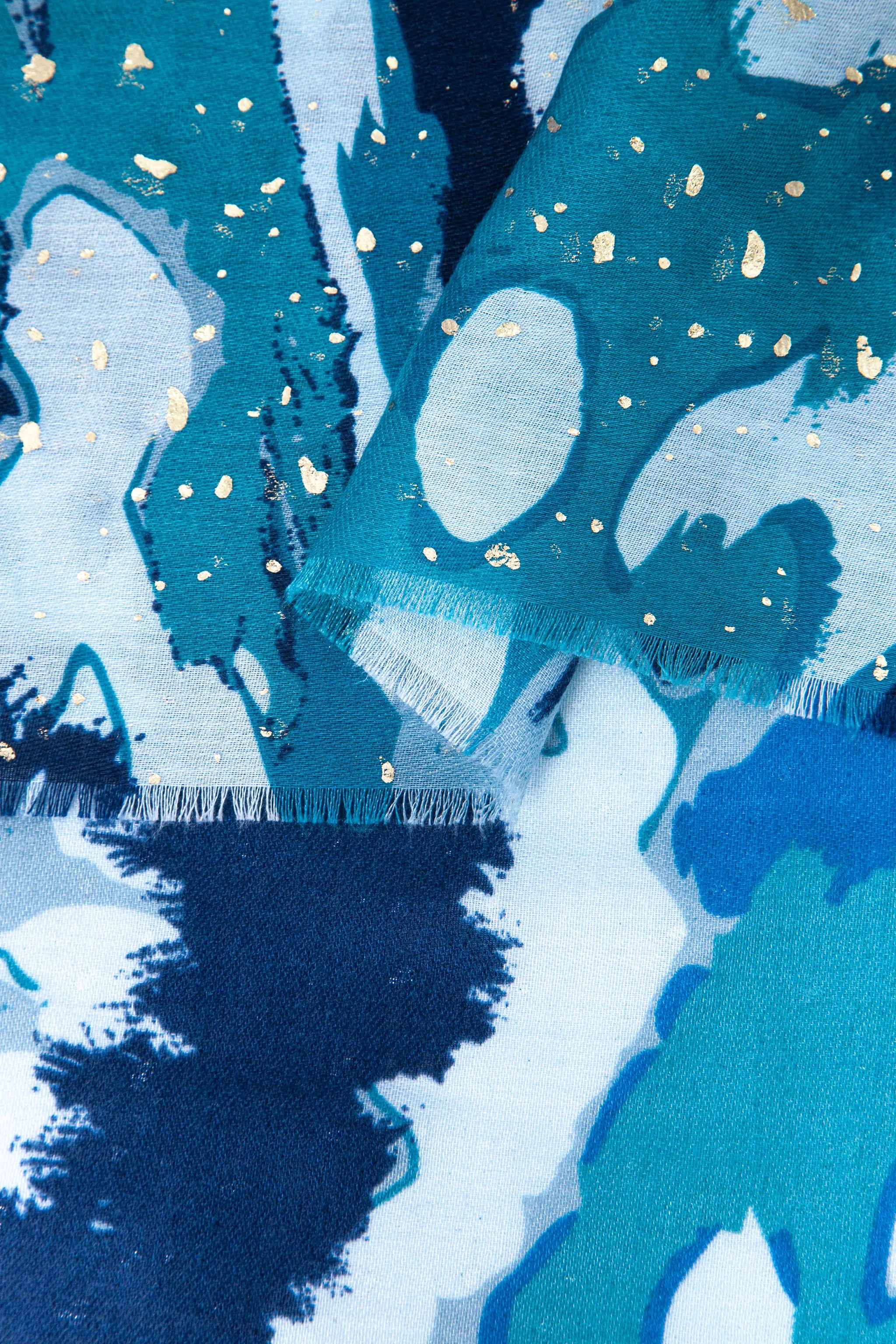 Leah Lightweight Scarf - Blue, Geometric Foil
