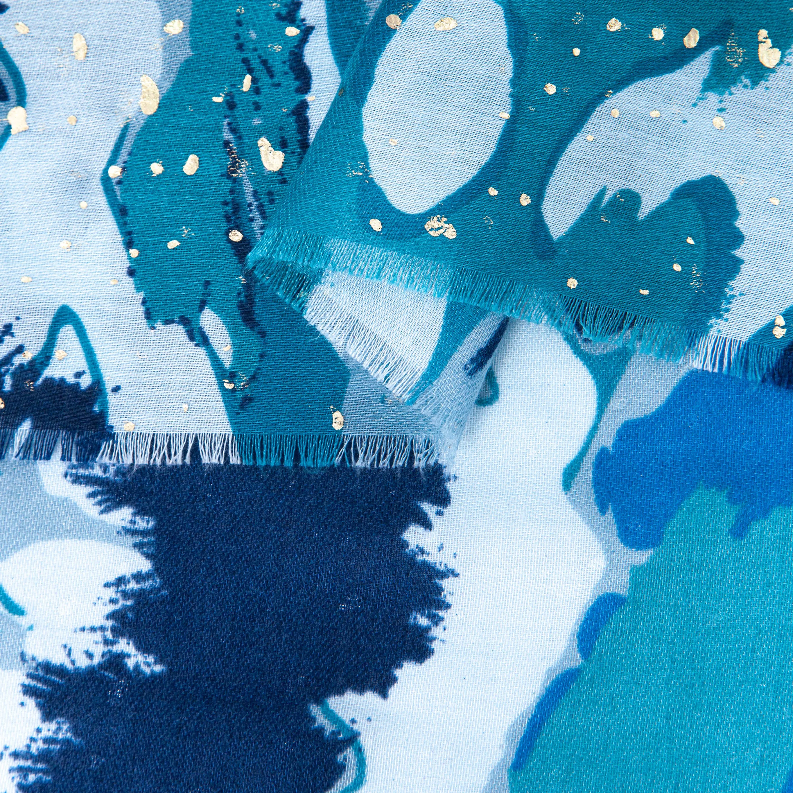 Leah Lightweight Scarf - Blue, Geometric Foil