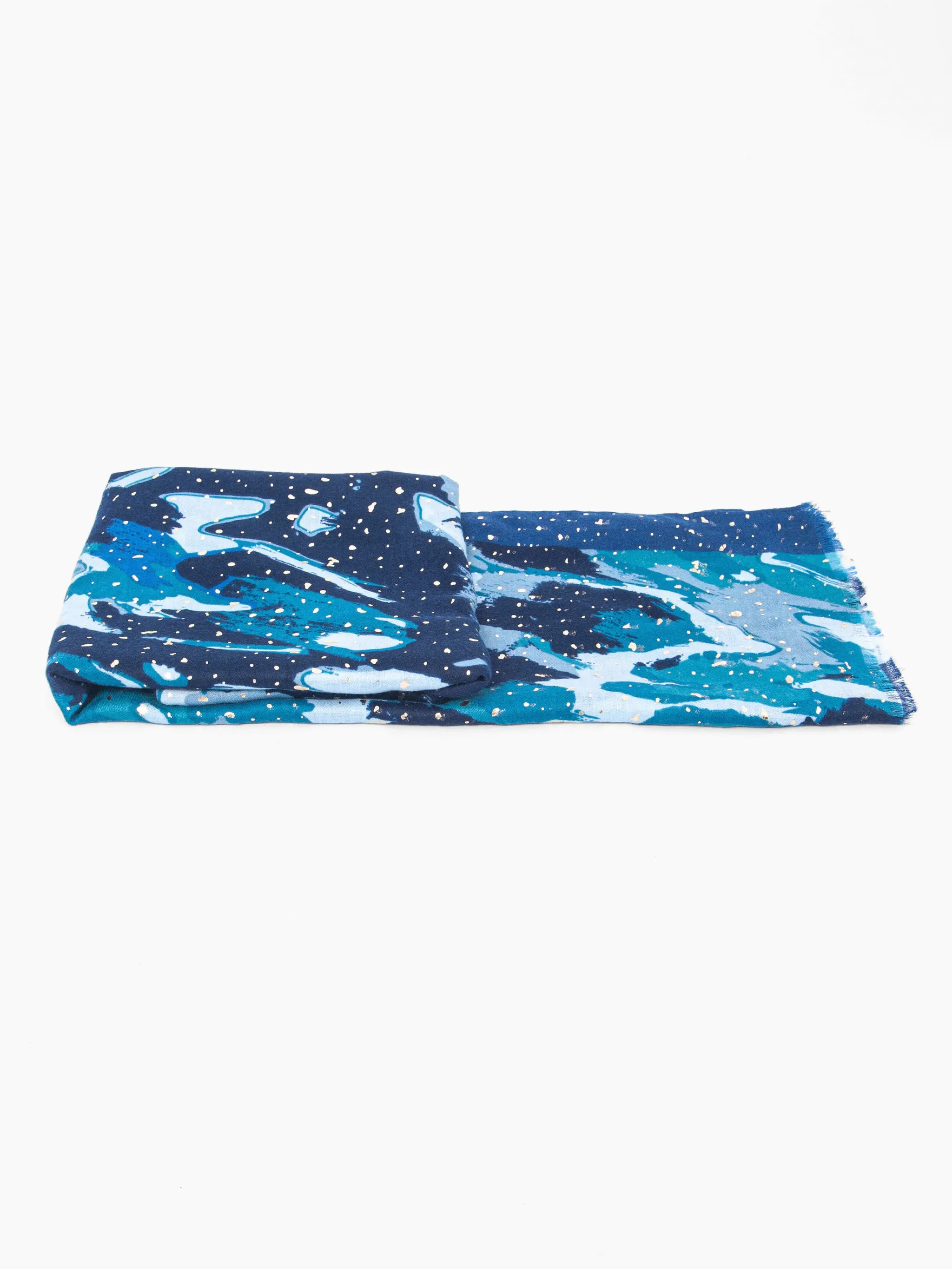 Leah Lightweight Scarf - Blue, Geometric Foil