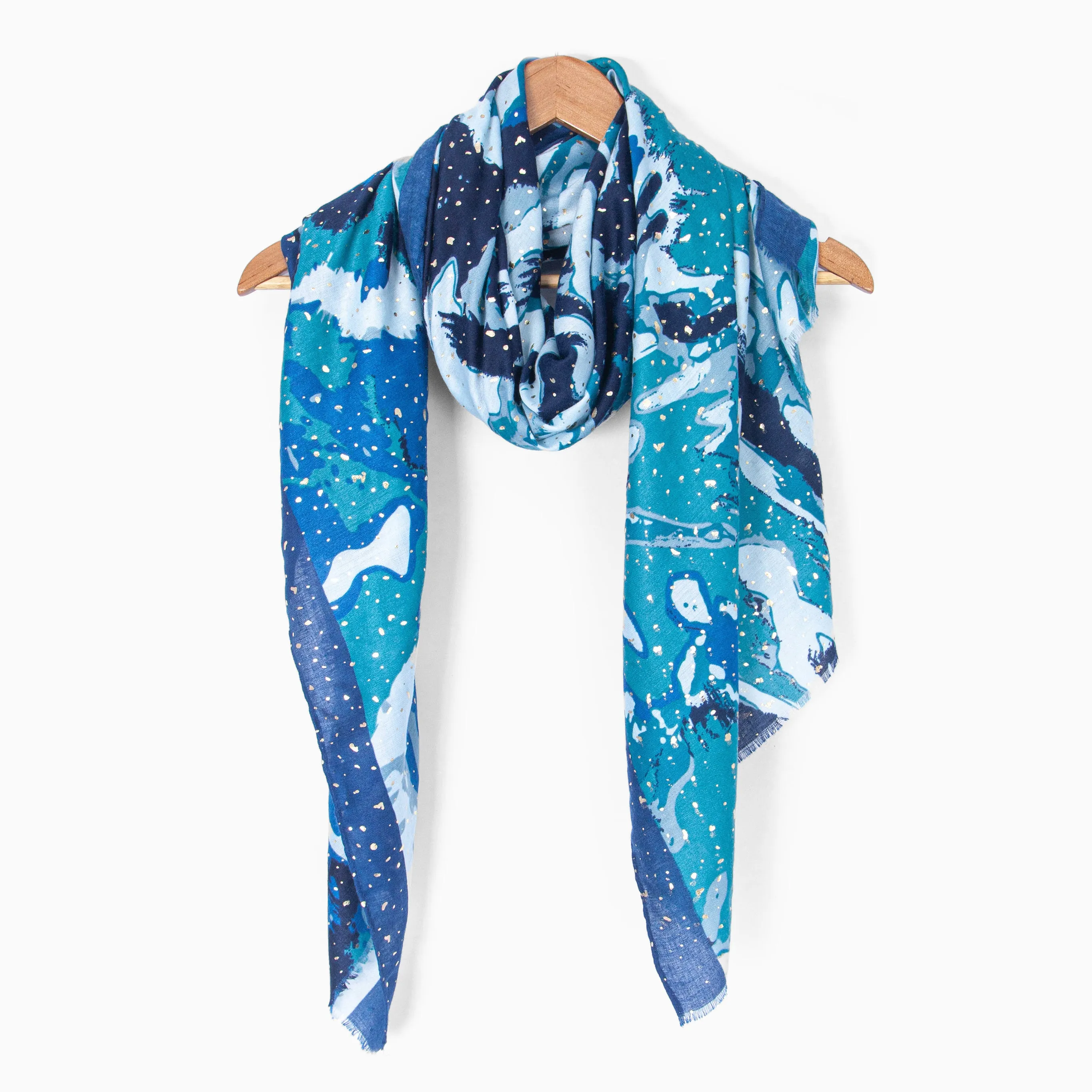 Leah Lightweight Scarf - Blue, Geometric Foil