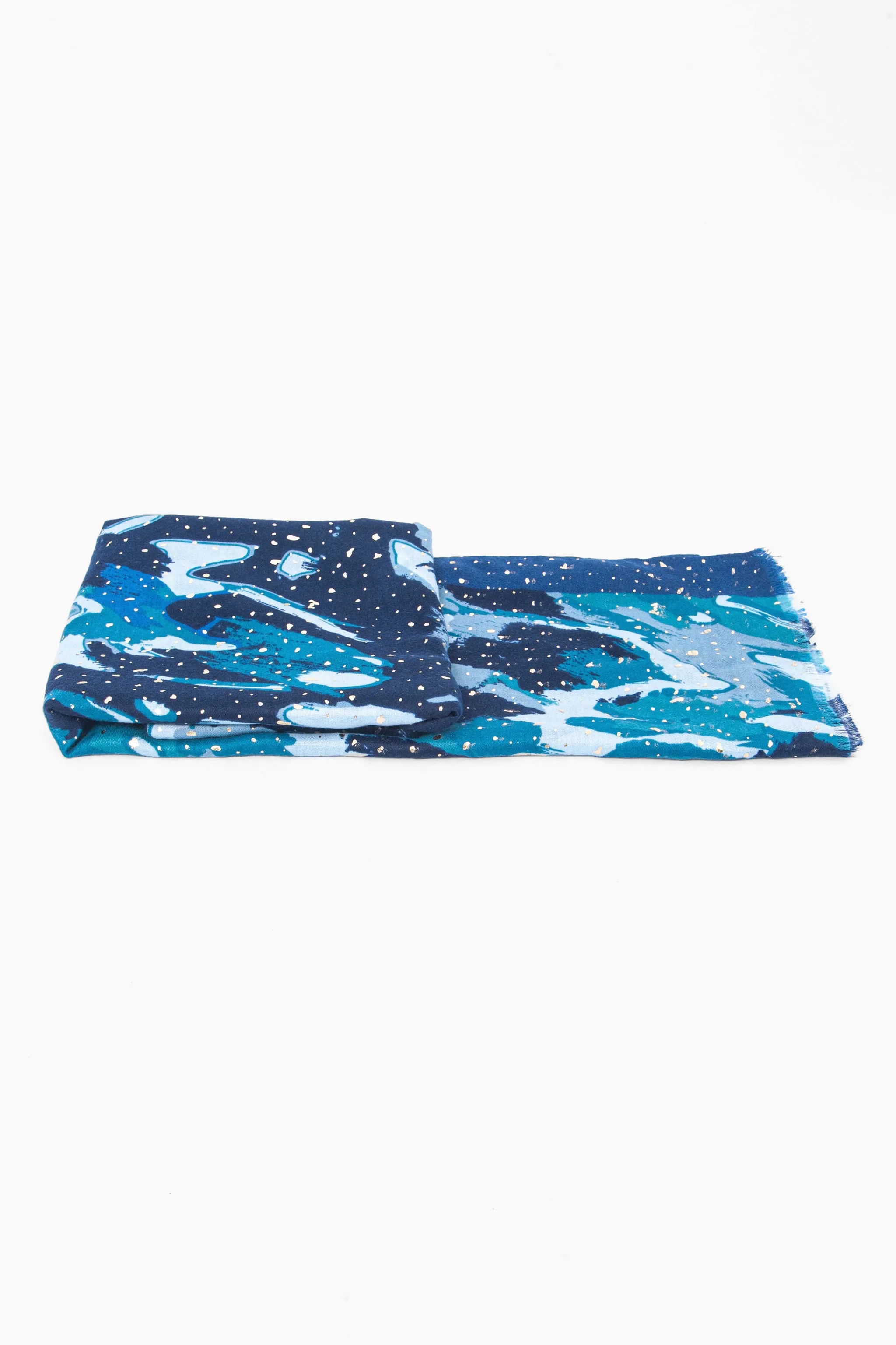 Leah Lightweight Scarf - Blue, Geometric Foil