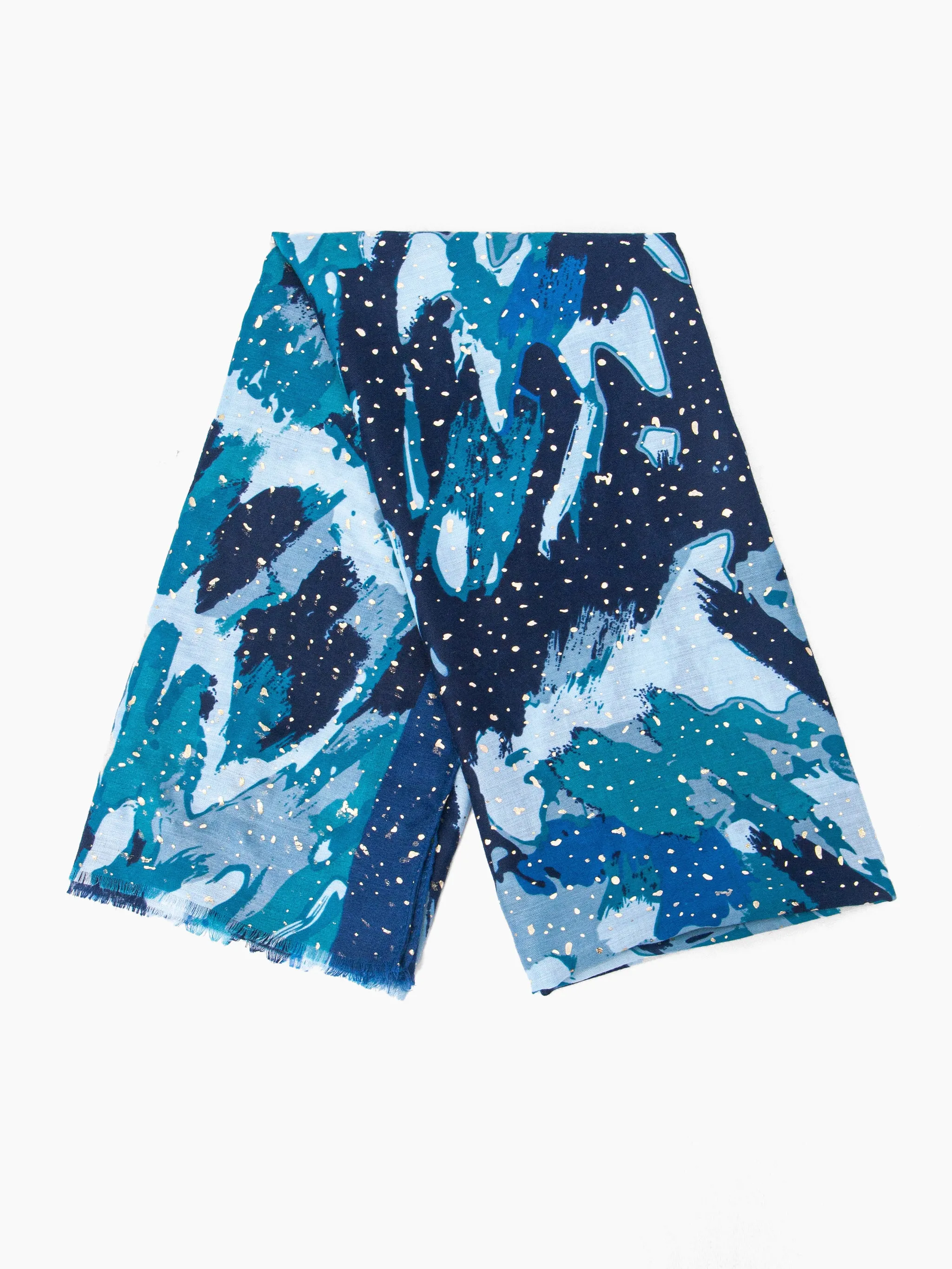 Leah Lightweight Scarf - Blue, Geometric Foil