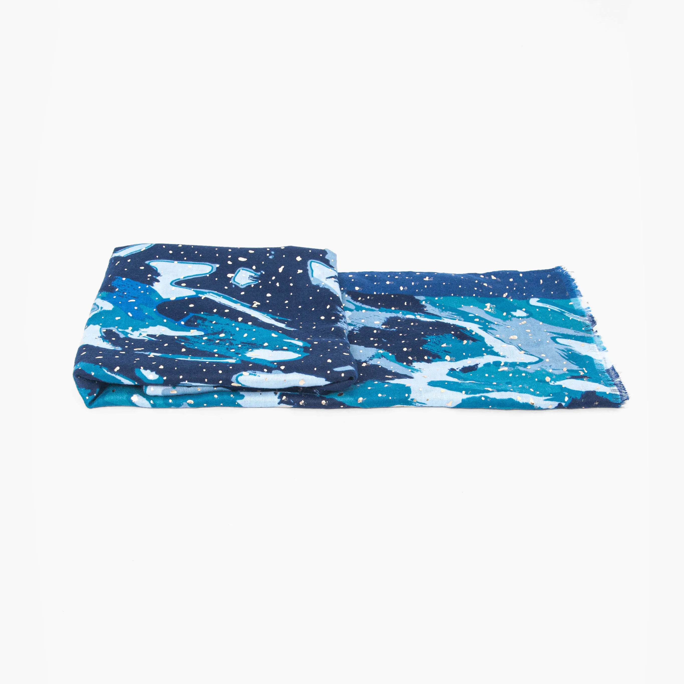 Leah Lightweight Scarf - Blue, Geometric Foil