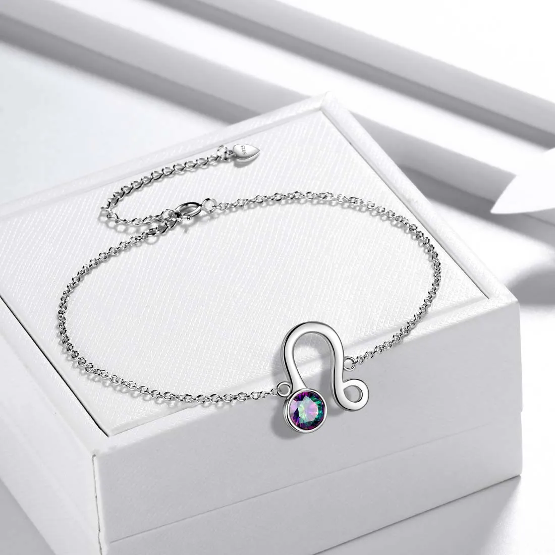 Leo Bracelet Women Girls Jewelry Birthday Gift Mystic Topaz Sterling Silver