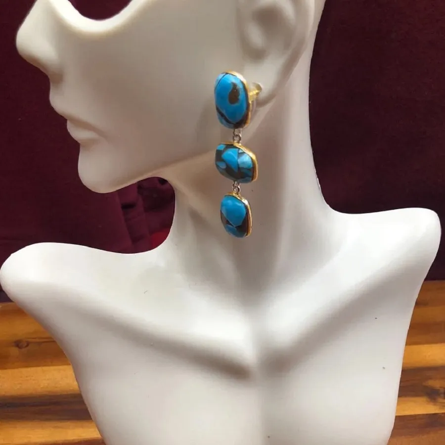 Long Dangle Turquoise Earrings