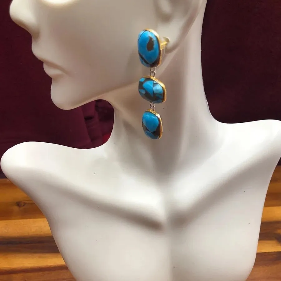 Long Dangle Turquoise Earrings