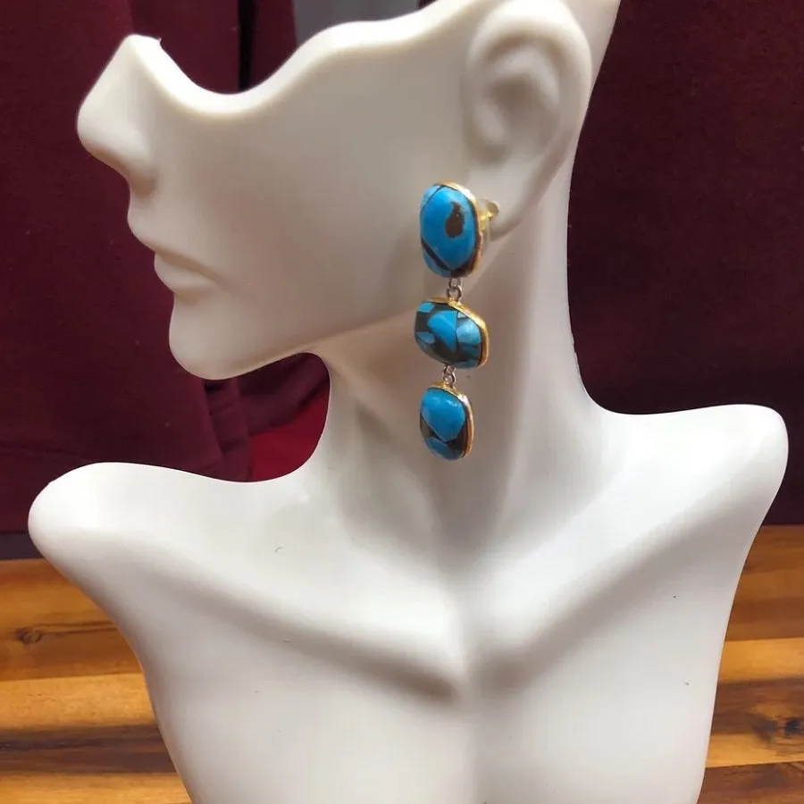 Long Dangle Turquoise Earrings
