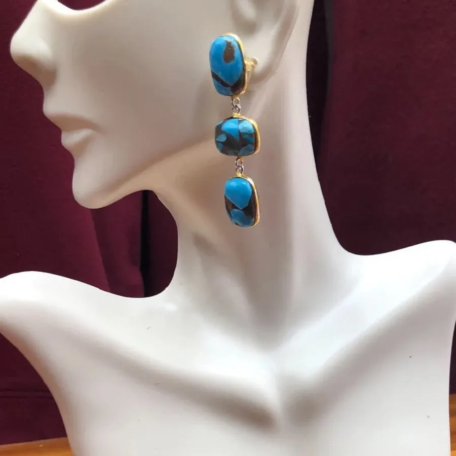 Long Dangle Turquoise Earrings