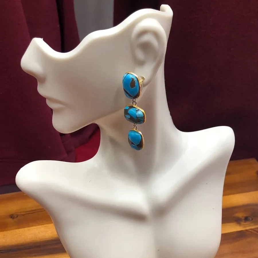 Long Dangle Turquoise Earrings