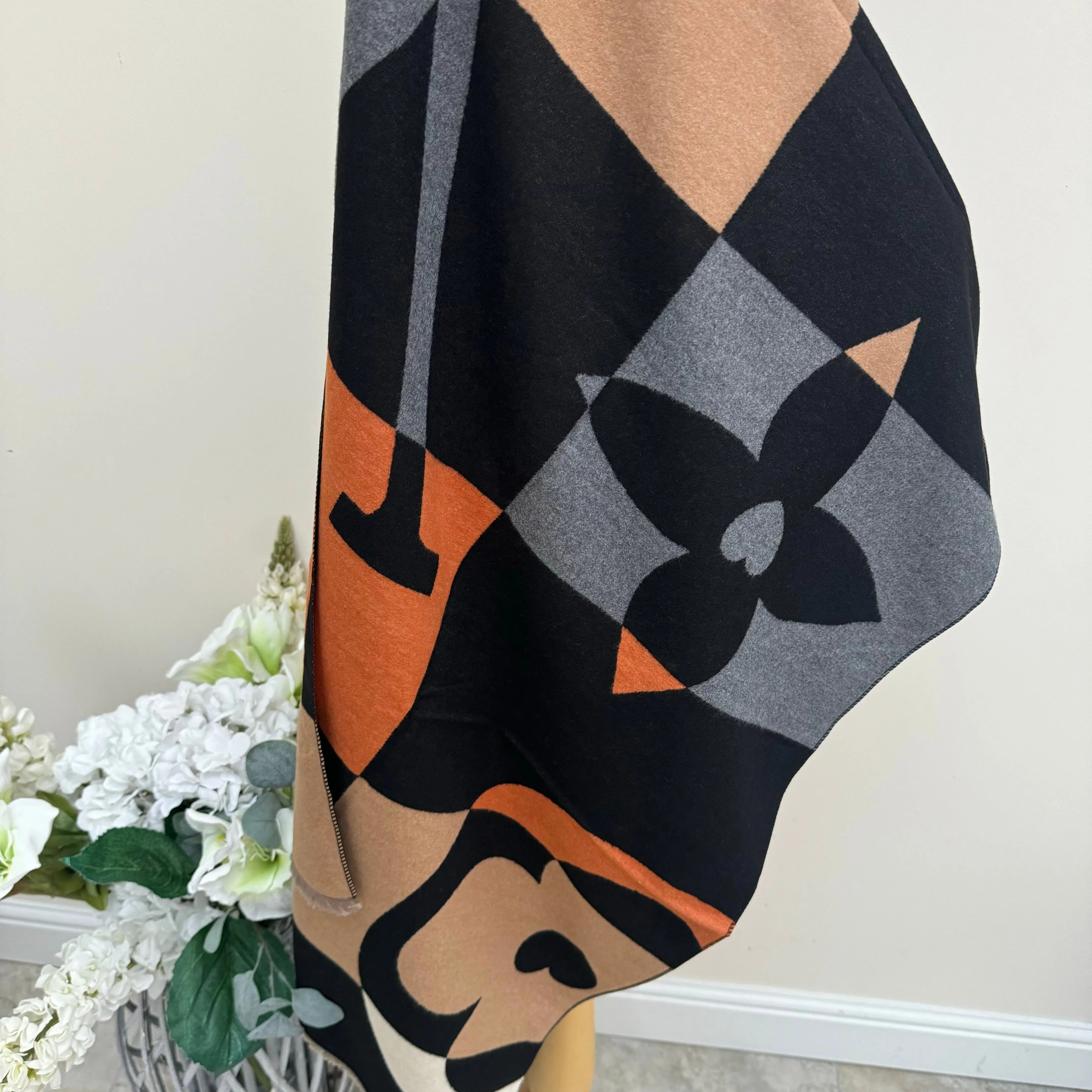 Malissa J Black Pattern Scarf