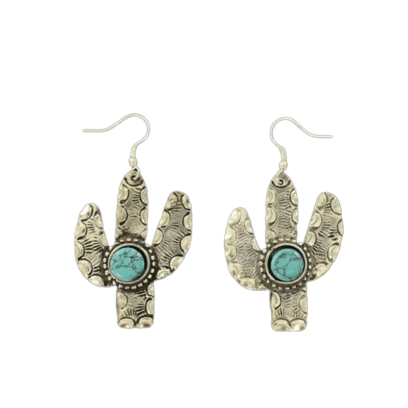 M&F Women's Cactus Turquoise Stone Earrings