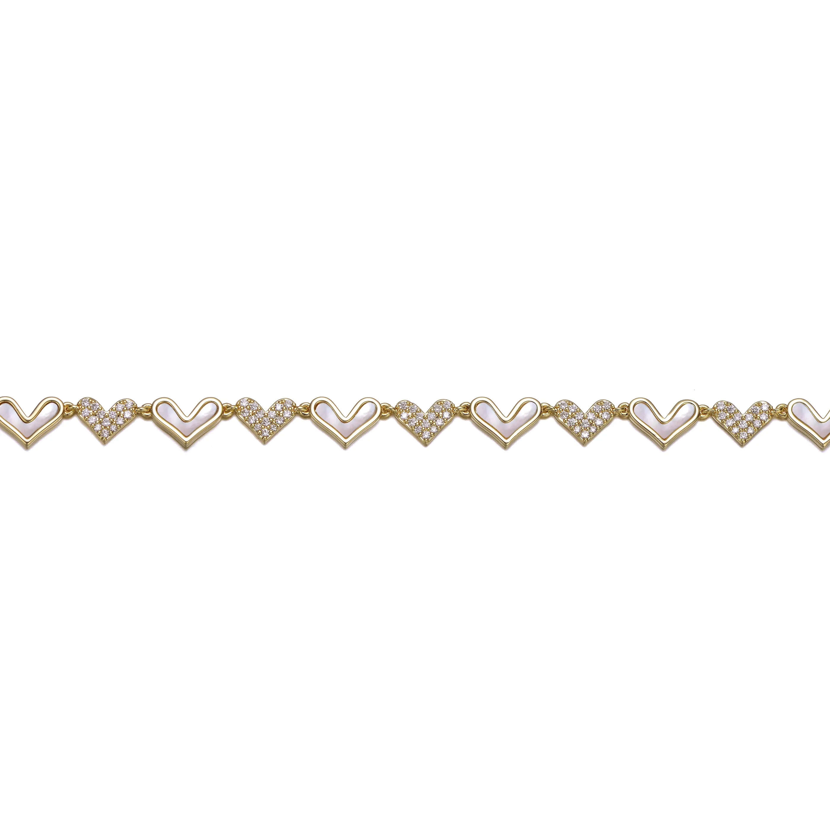 Marie Mother of Pearl Heart Link Bracelet