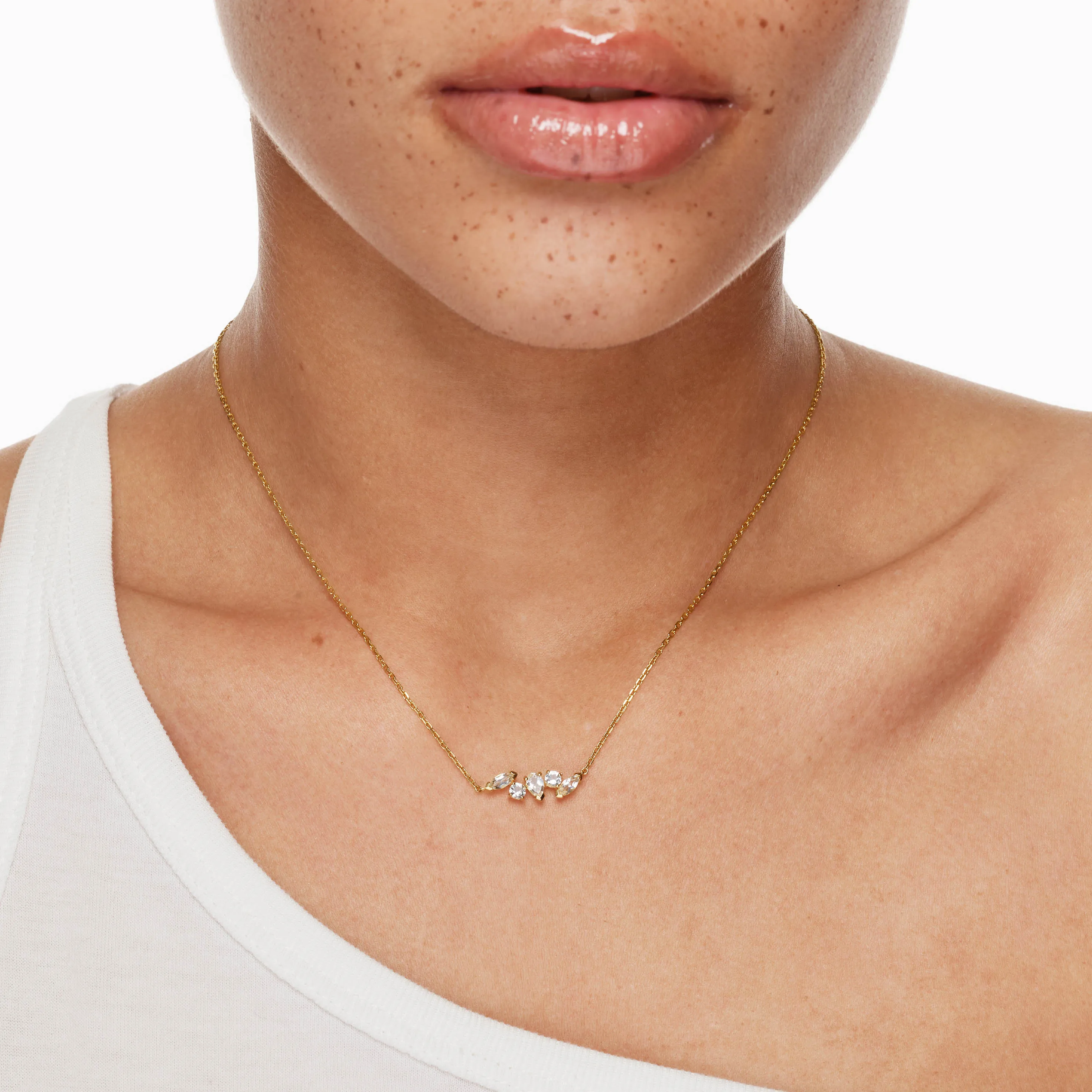 Medley x Dinnara White Topaz Pendant Necklace in Gold