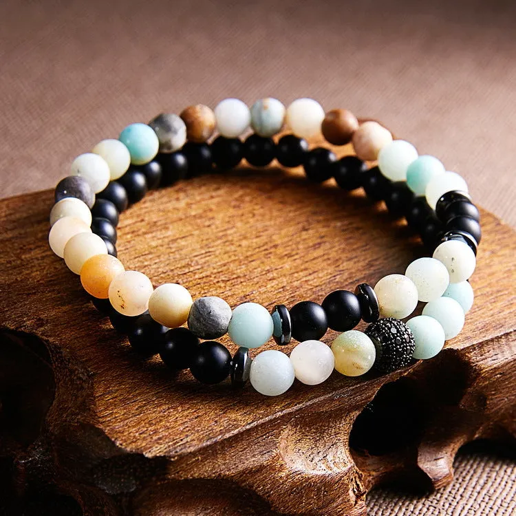 Men's Micro Ball Inlaid Natural Stone Crystal Bracelet