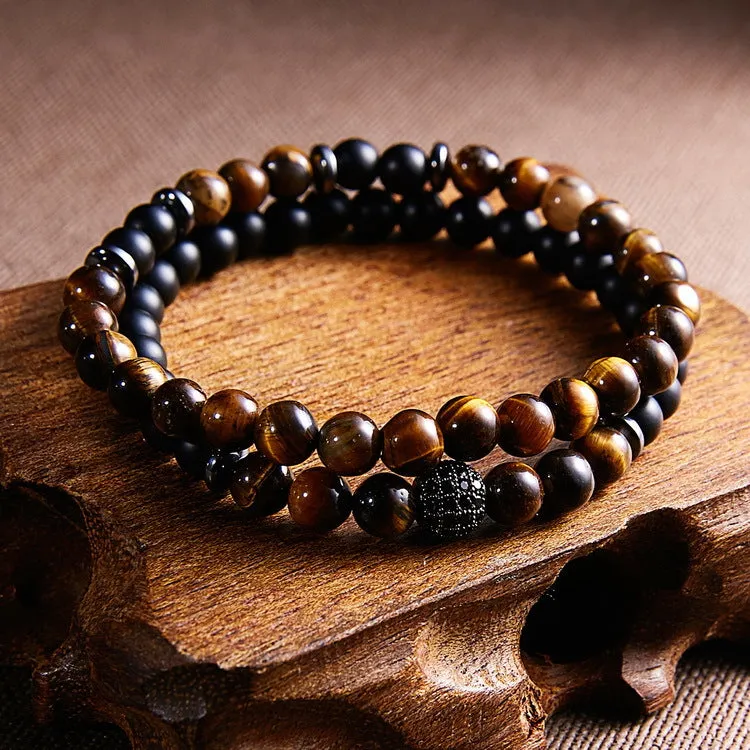 Men's Micro Ball Inlaid Natural Stone Crystal Bracelet