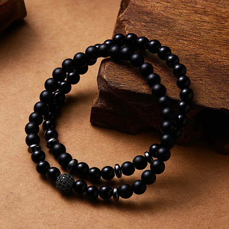 Men's Micro Ball Inlaid Natural Stone Crystal Bracelet