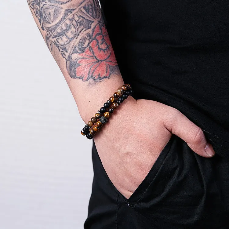 Men's Micro Ball Inlaid Natural Stone Crystal Bracelet