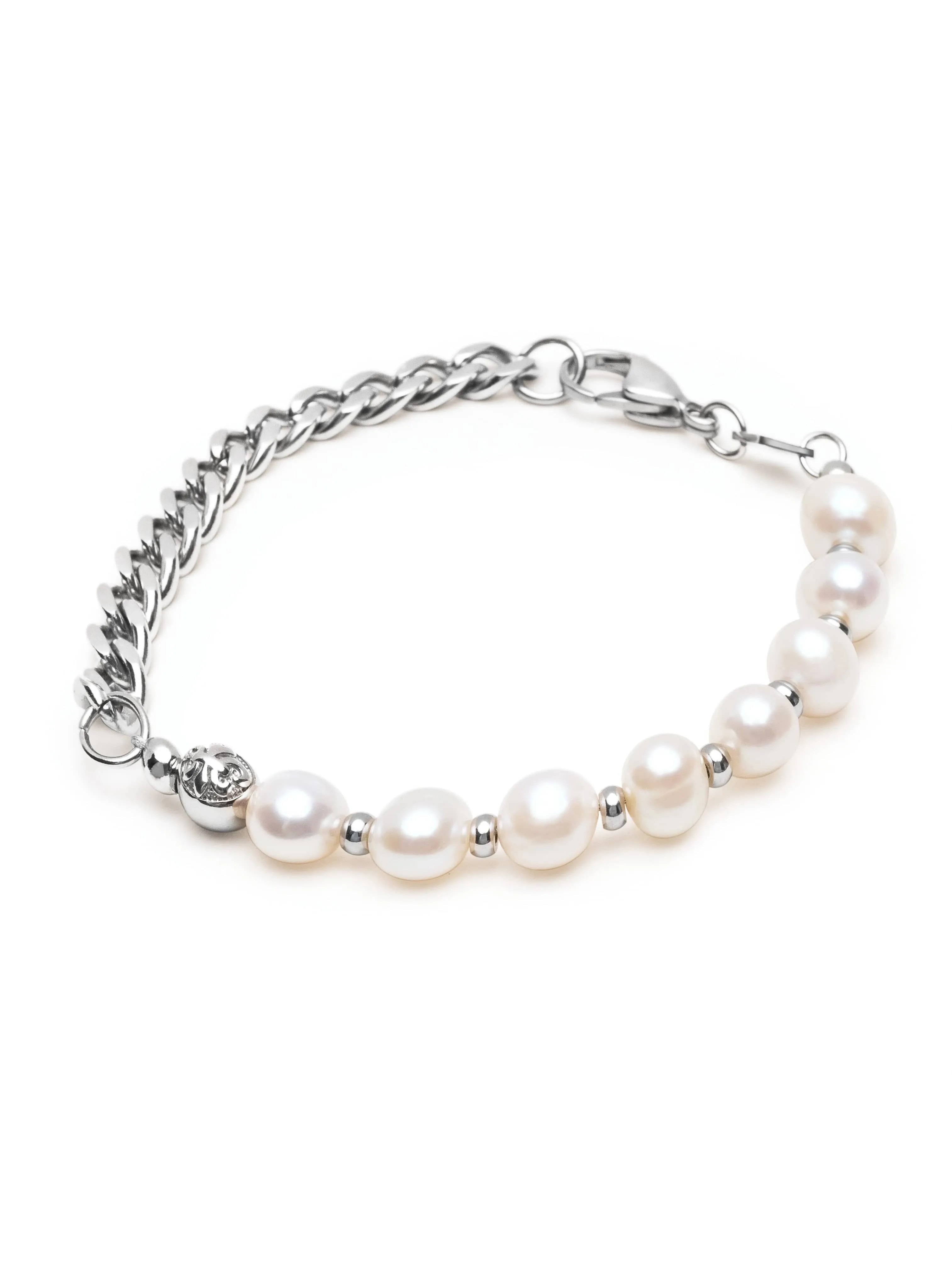 Men's Pearl Bracelet with Chain