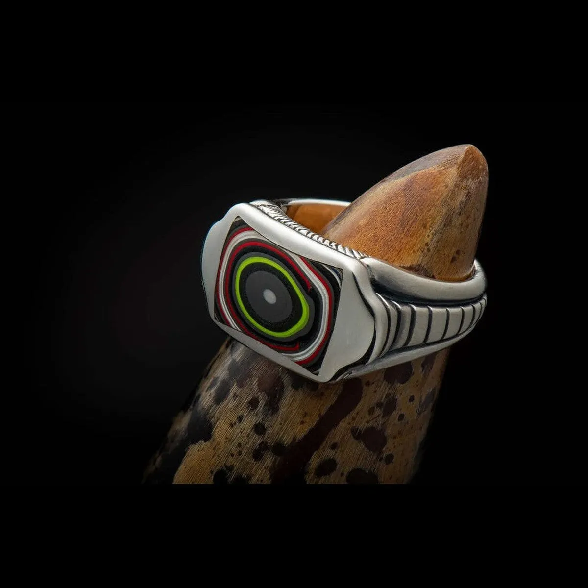 Men's Sleek Fordite Ring - Ring 8 FD