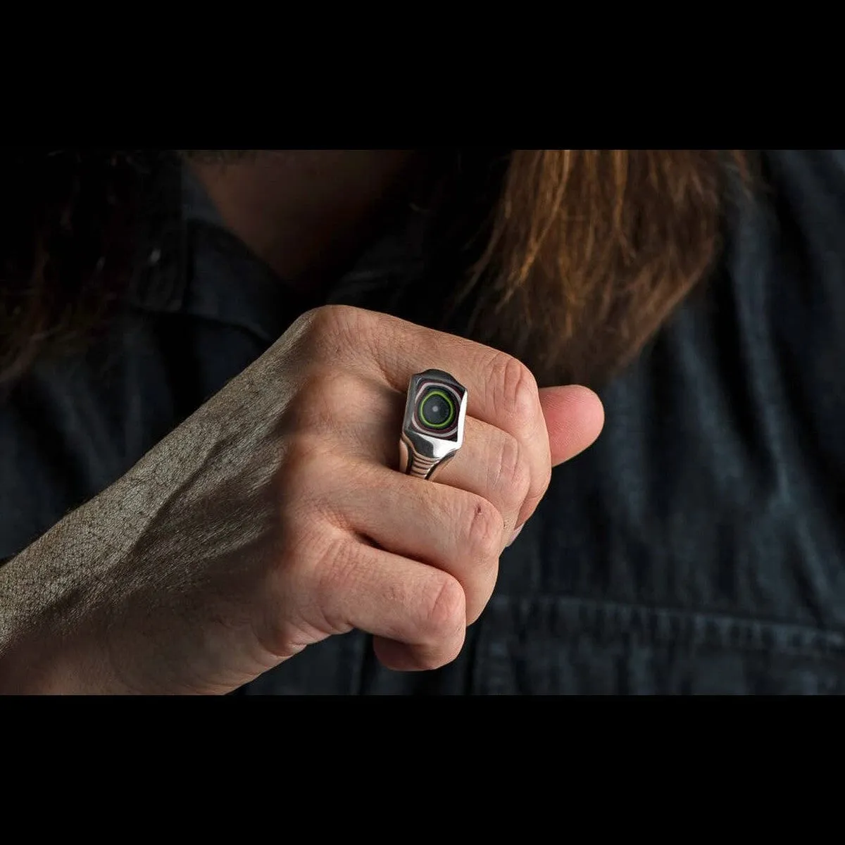 Men's Sleek Fordite Ring - Ring 8 FD