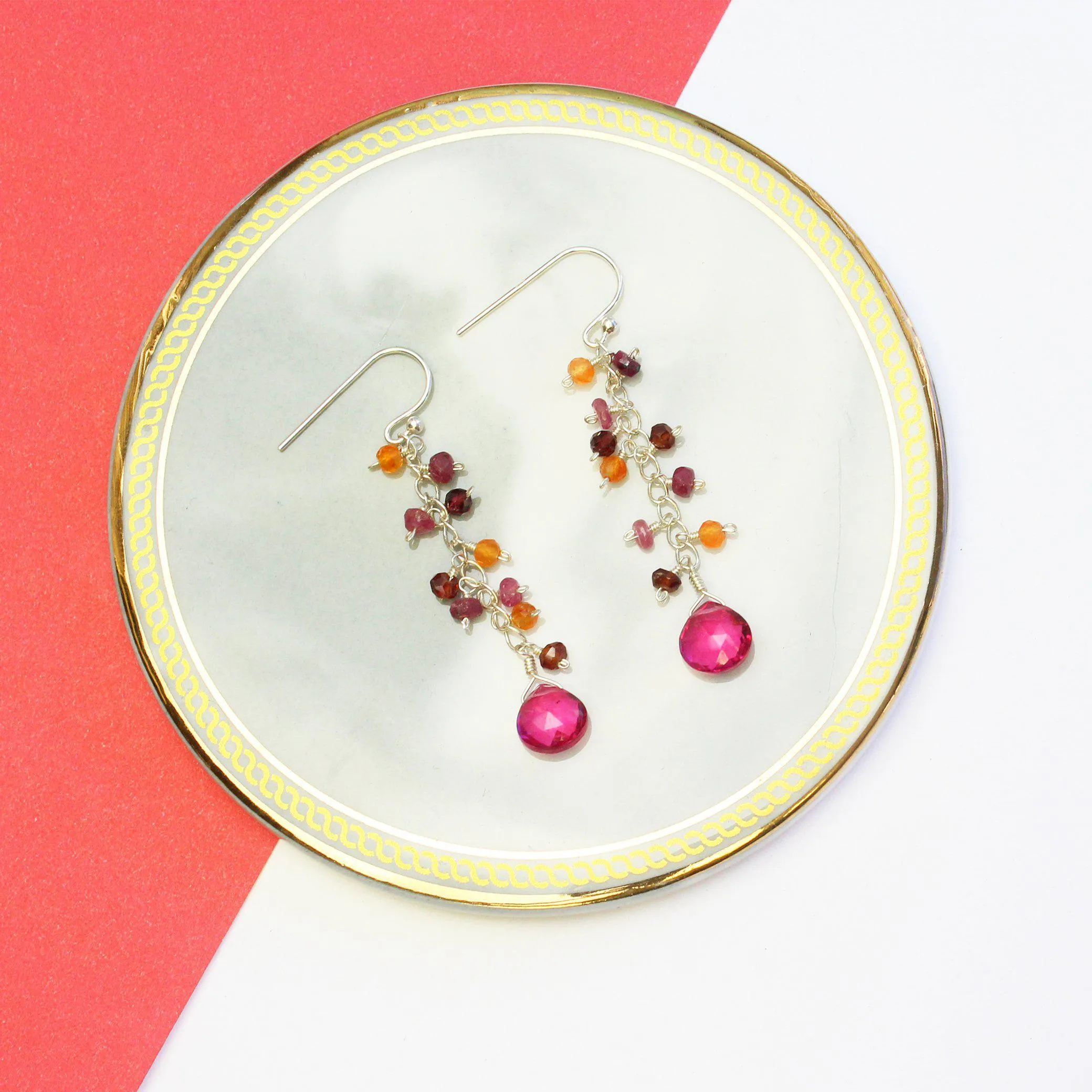 Minidot Earrings: Fuschia Quartz