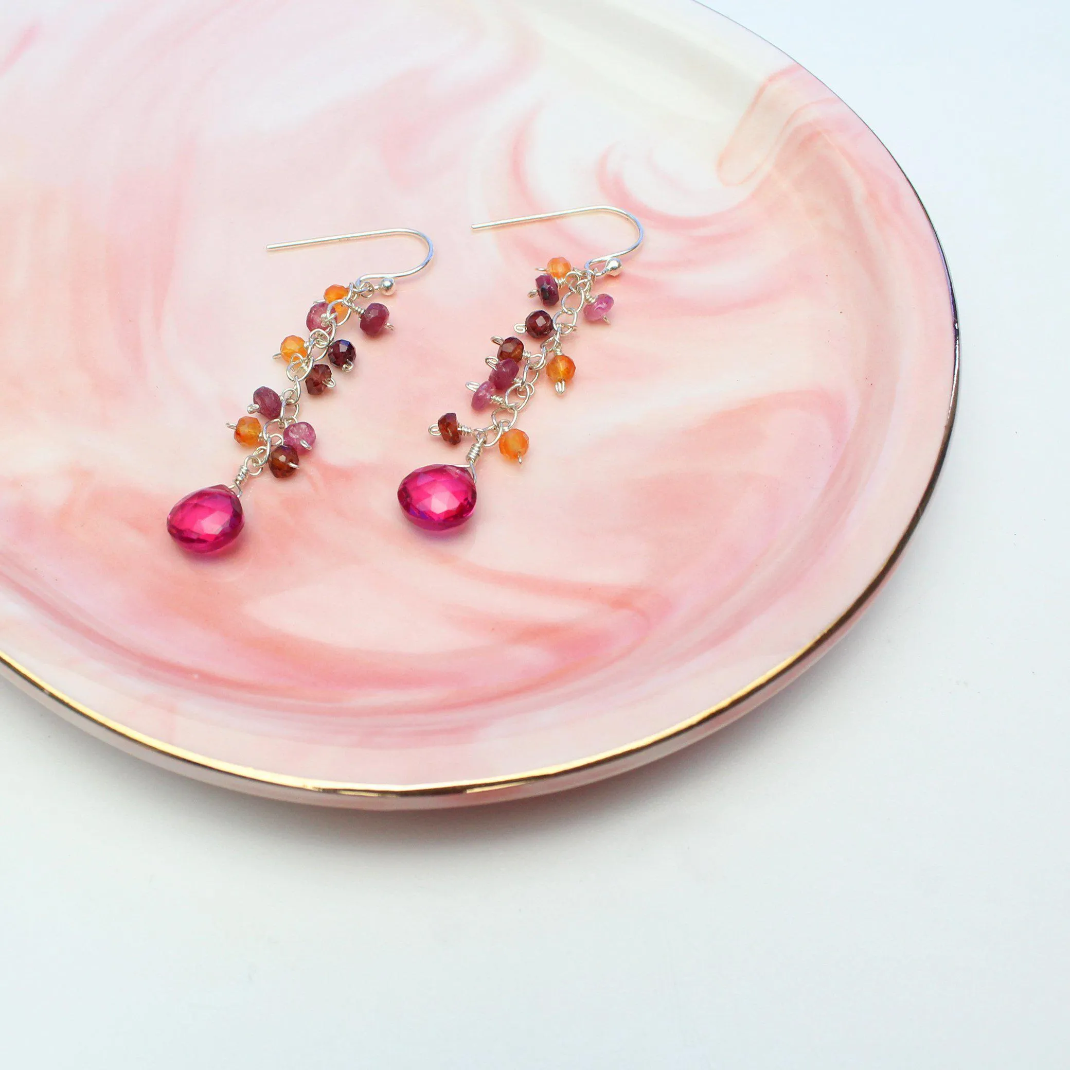 Minidot Earrings: Fuschia Quartz