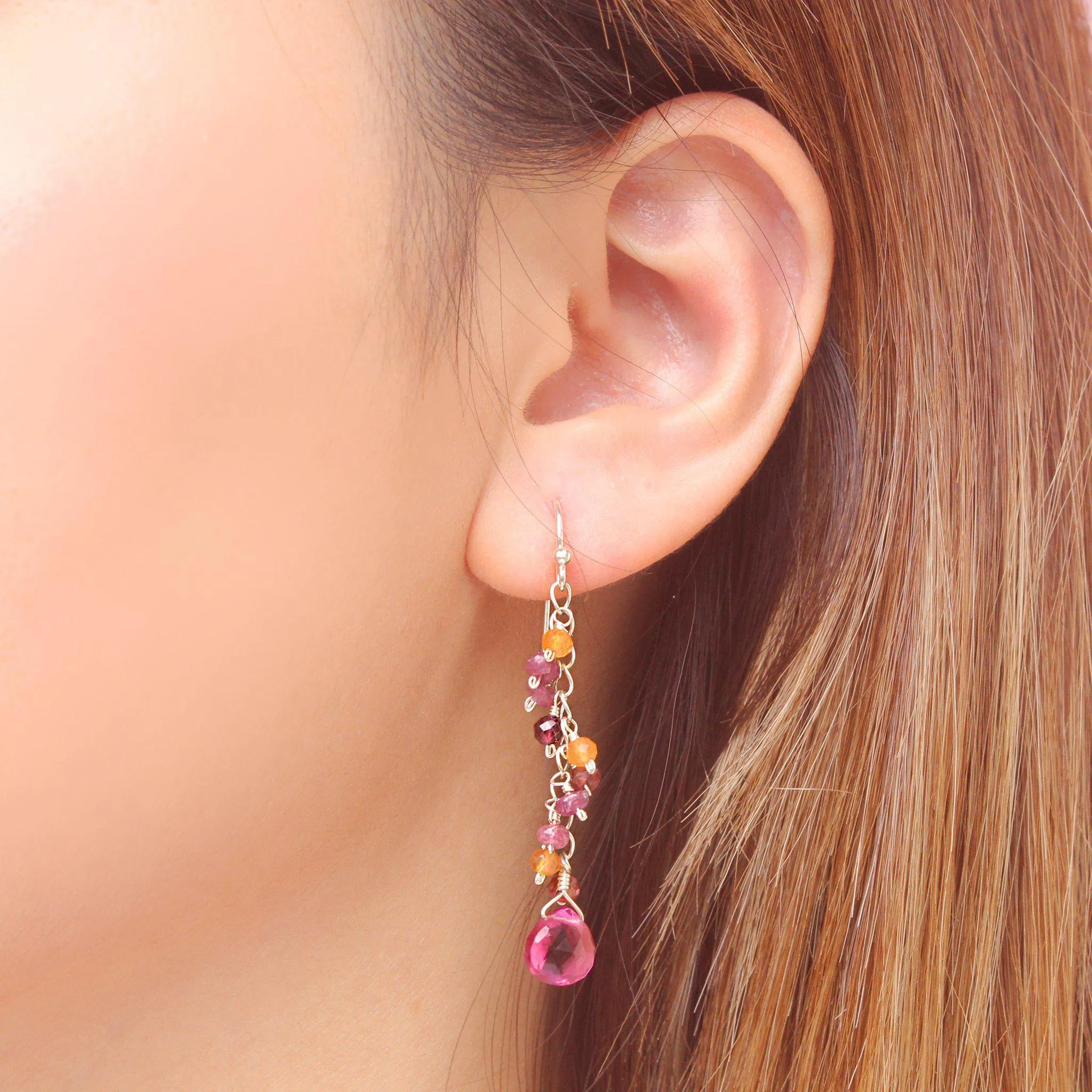 Minidot Earrings: Fuschia Quartz