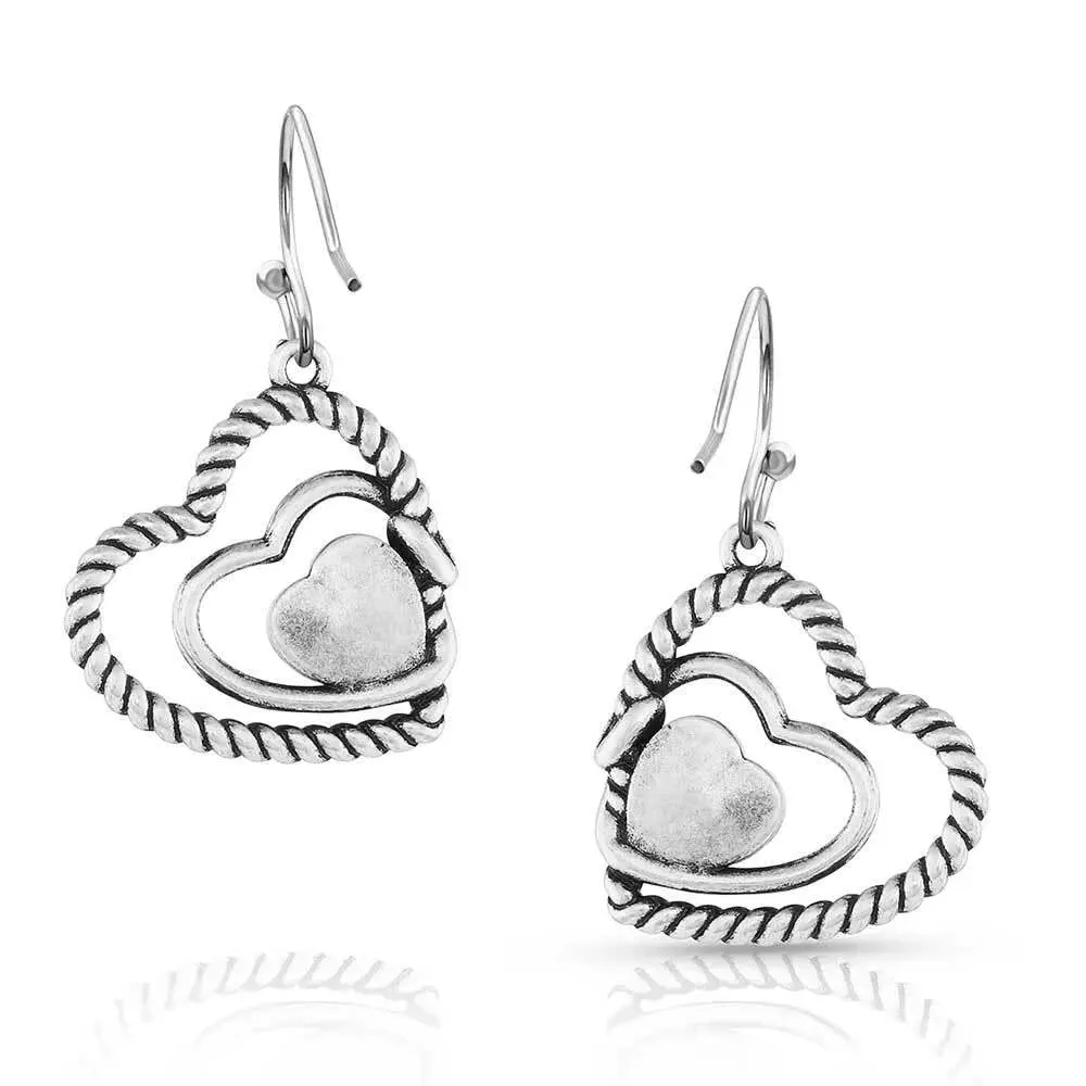 Montana Silversmiths Women's Clearer Ponds Turquoise Heart Earrings, Silver