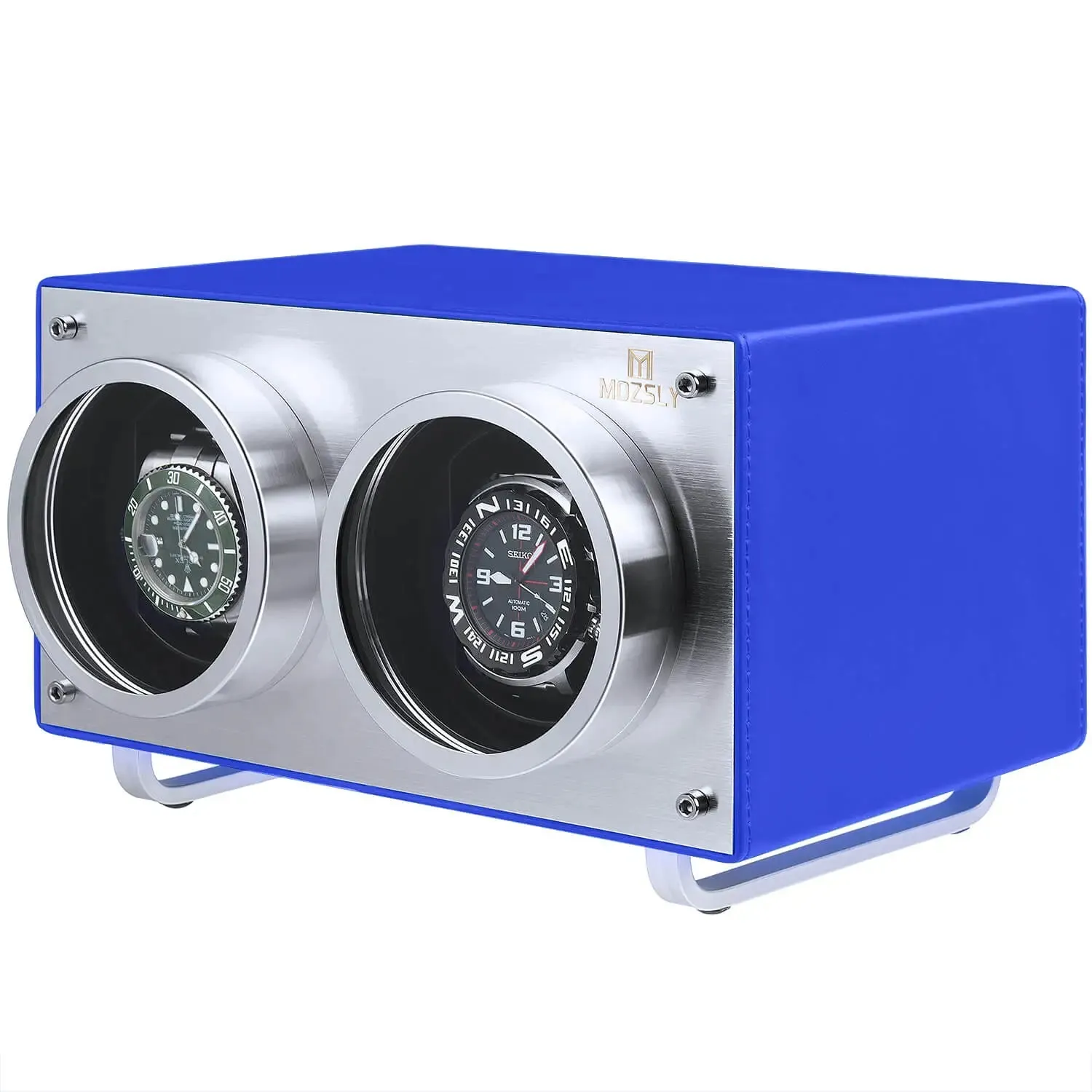 MOZSLY® Double Watch Winder - Blue Leather