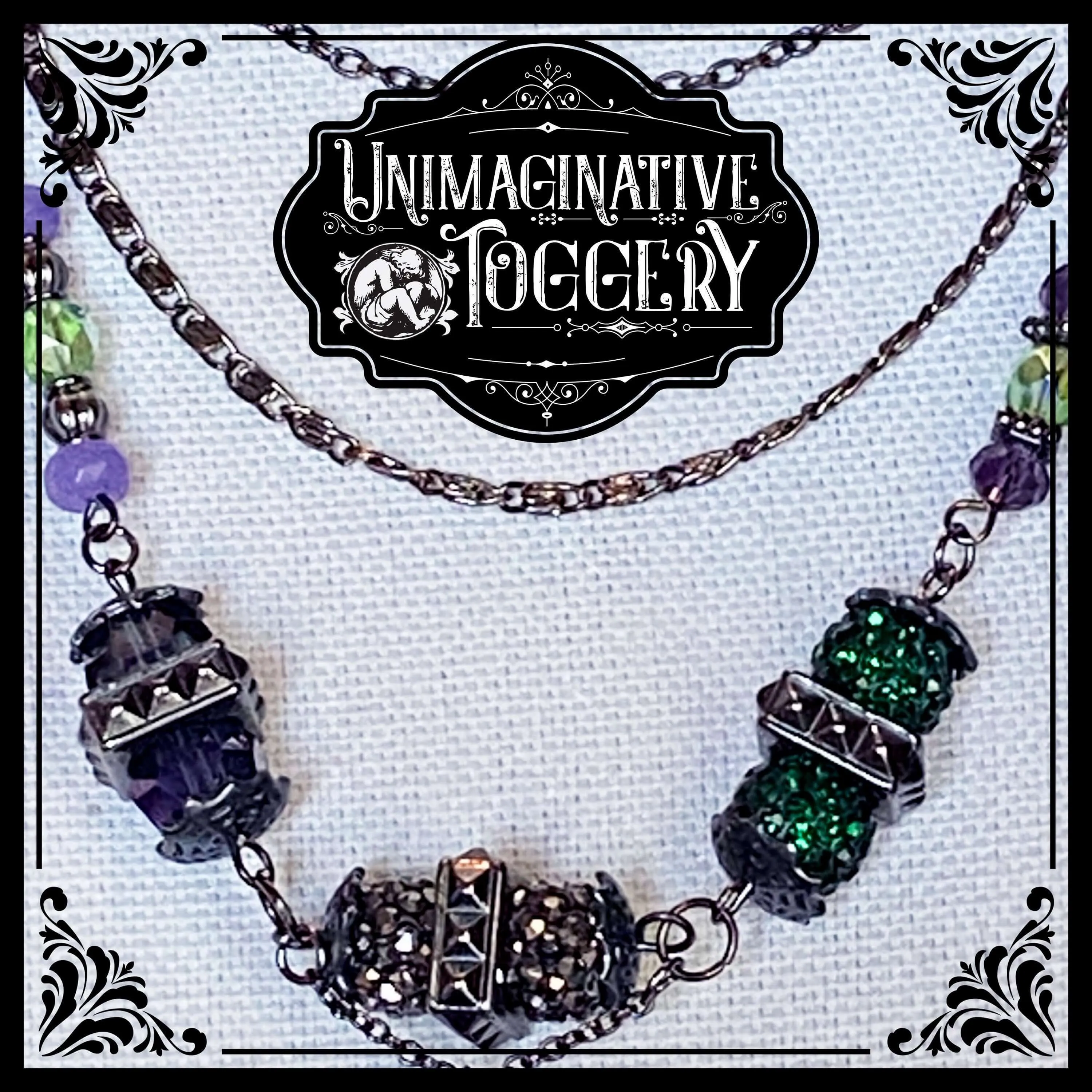 Multi layer necklace beaded punk studs