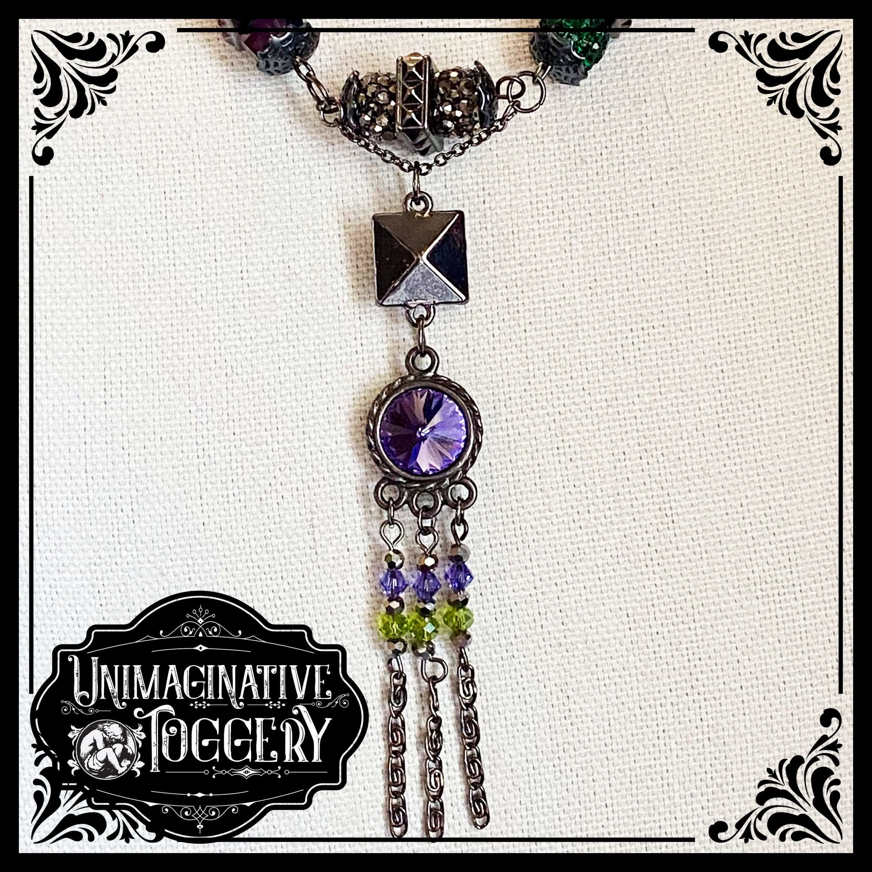 Multi layer necklace beaded punk studs