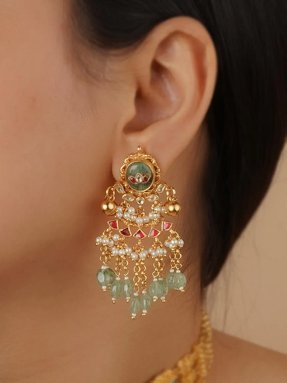 Multicolor Gold Plated Jadau Kundan Necklace Set - MS2140YR