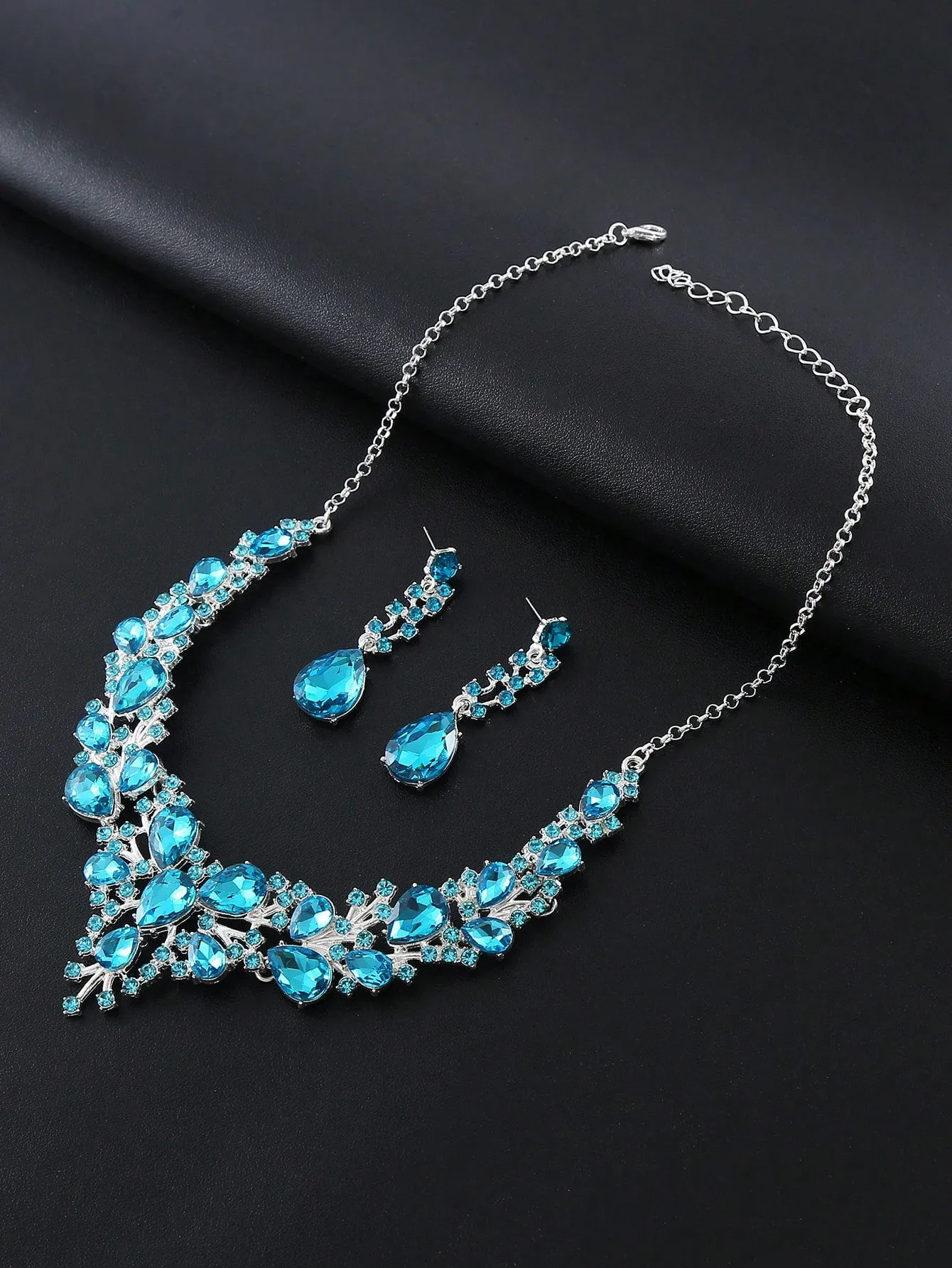 Necklace bridal crystal accessories necklace earrings two-piece Set