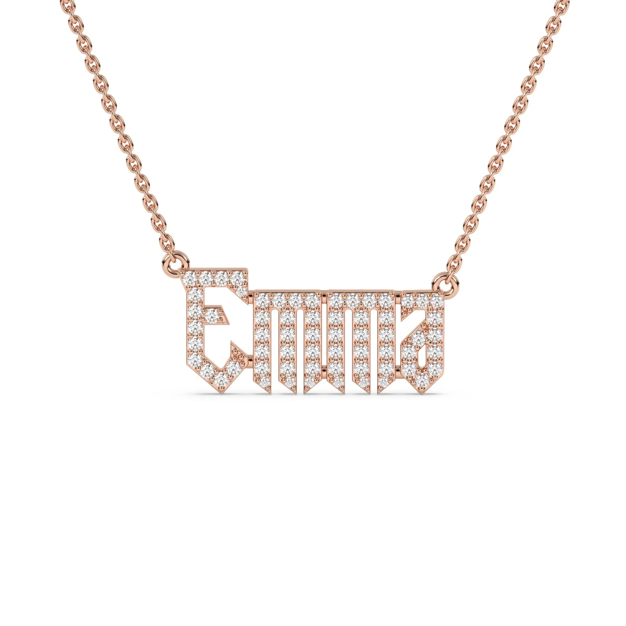 Old English Diamond Name Necklace