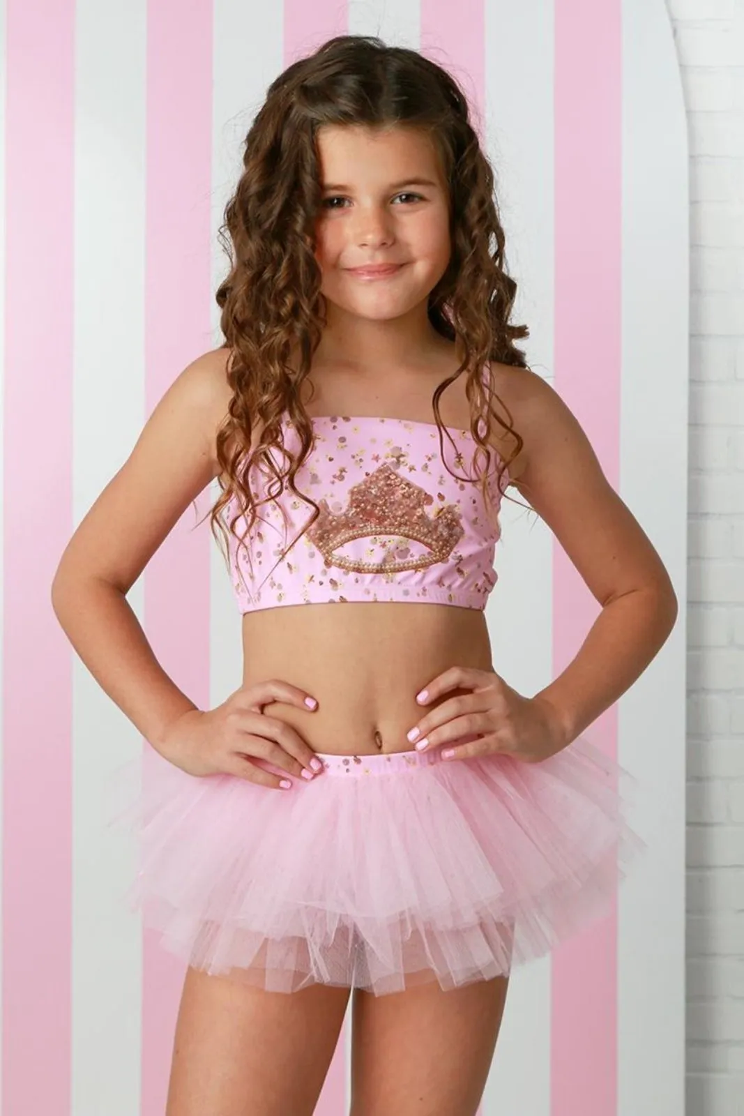 Ooh La La Couture Swim Girls Pink Tiara Tutu Bikini Swimsuit
