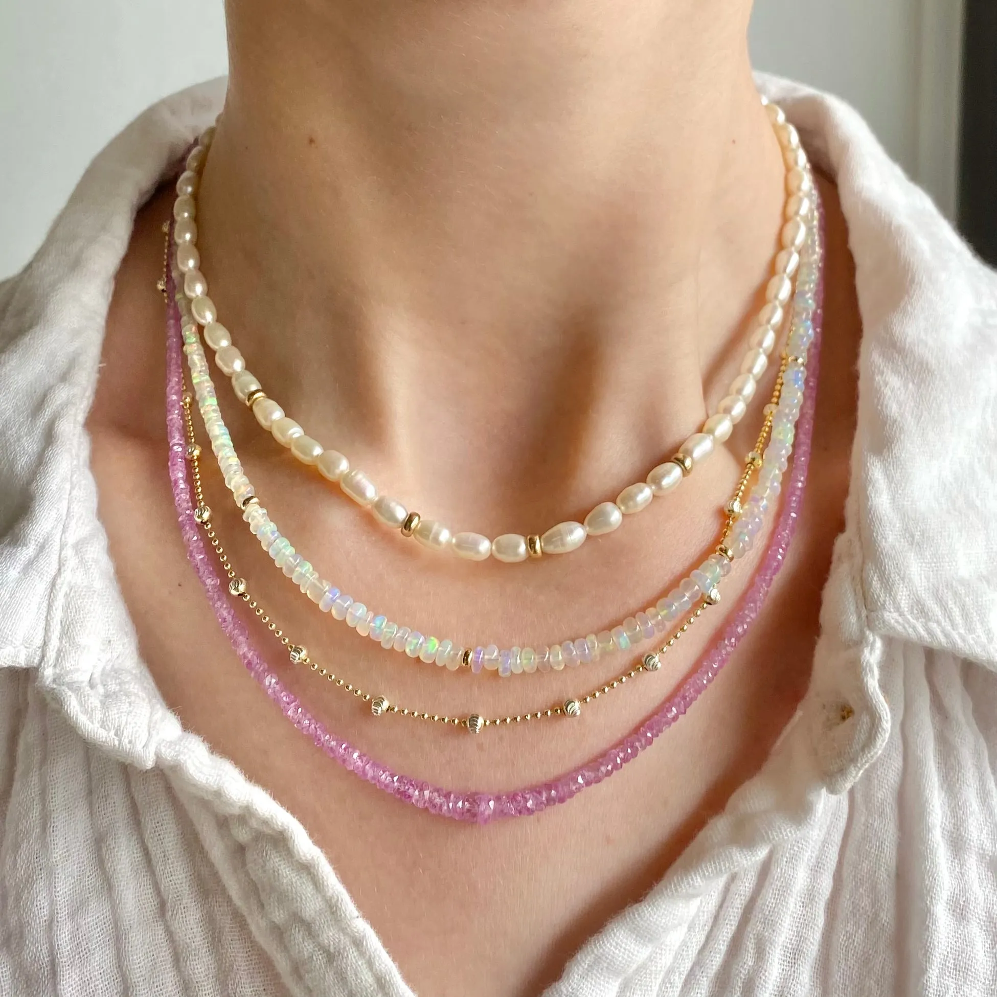 Opal & Gold Beaded Necklace