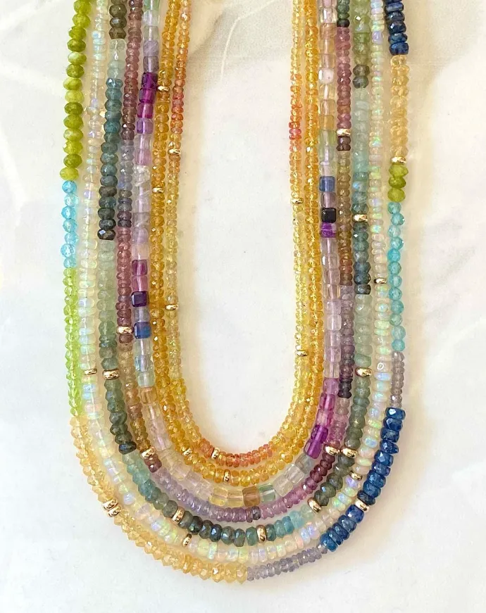 Opal & Gold Beaded Necklace