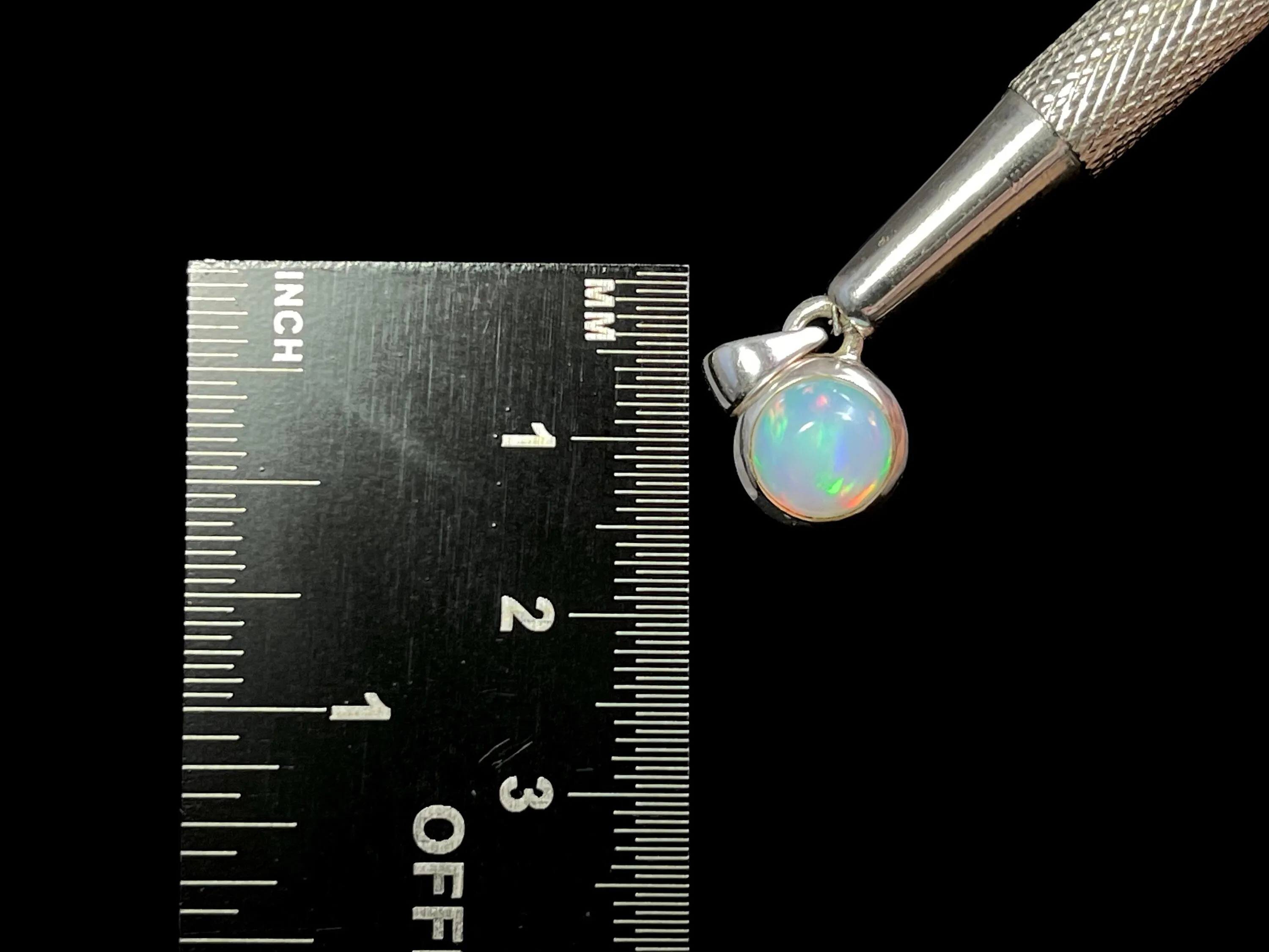 OPAL Pendant - Sterling Silver, 8mm Round Cabochon - Opal Necklace, Birthstone Necklace, Opal Jewelry, Welo Opal, 49106