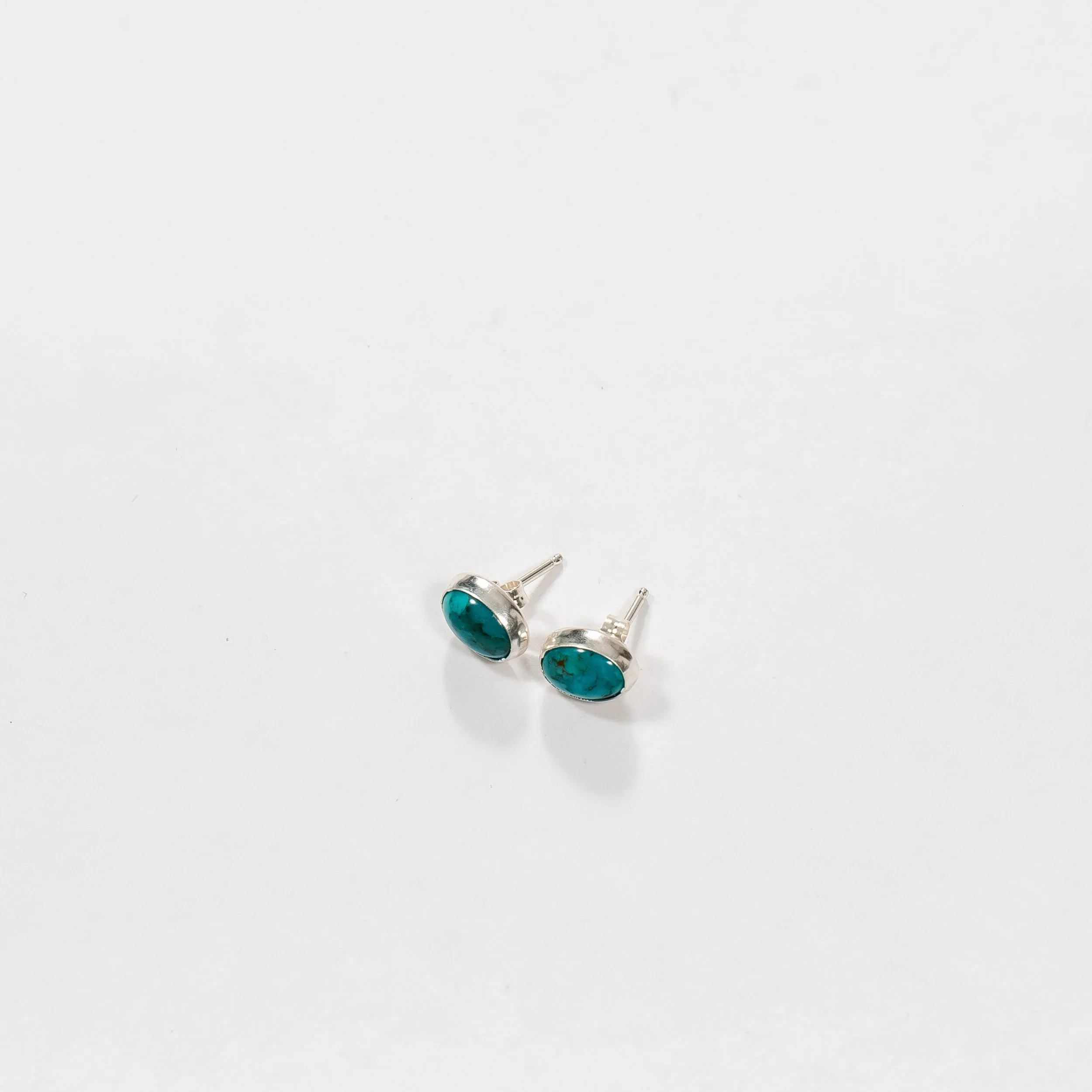 Oval Turquoise Stone Stud Earrings
