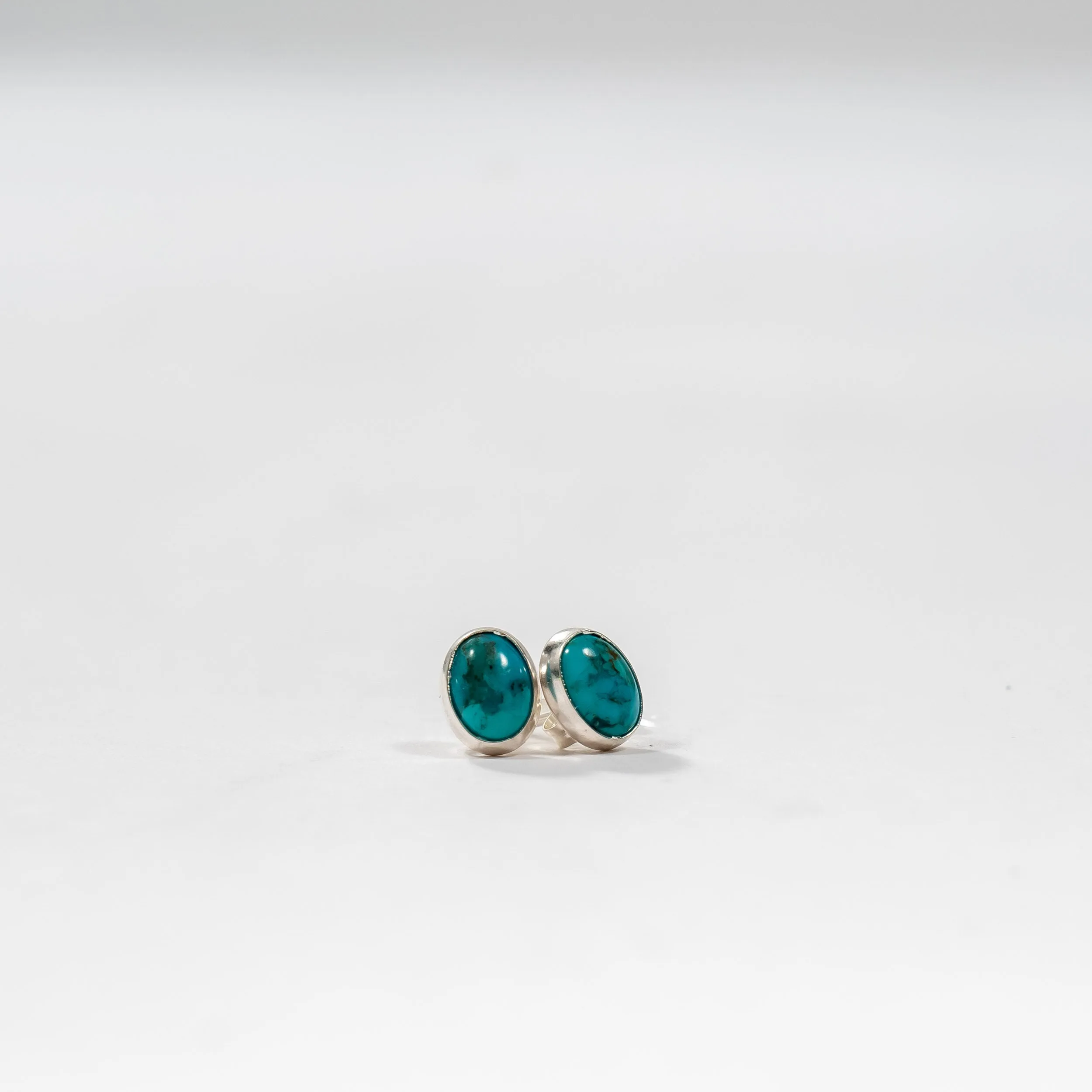Oval Turquoise Stone Stud Earrings