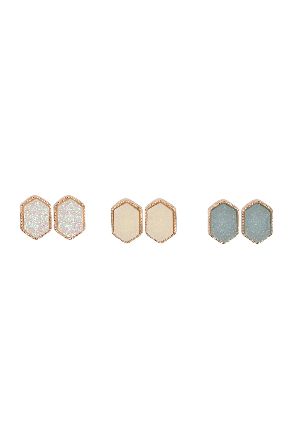 PAIR HEXAGON STUD EARRINGS