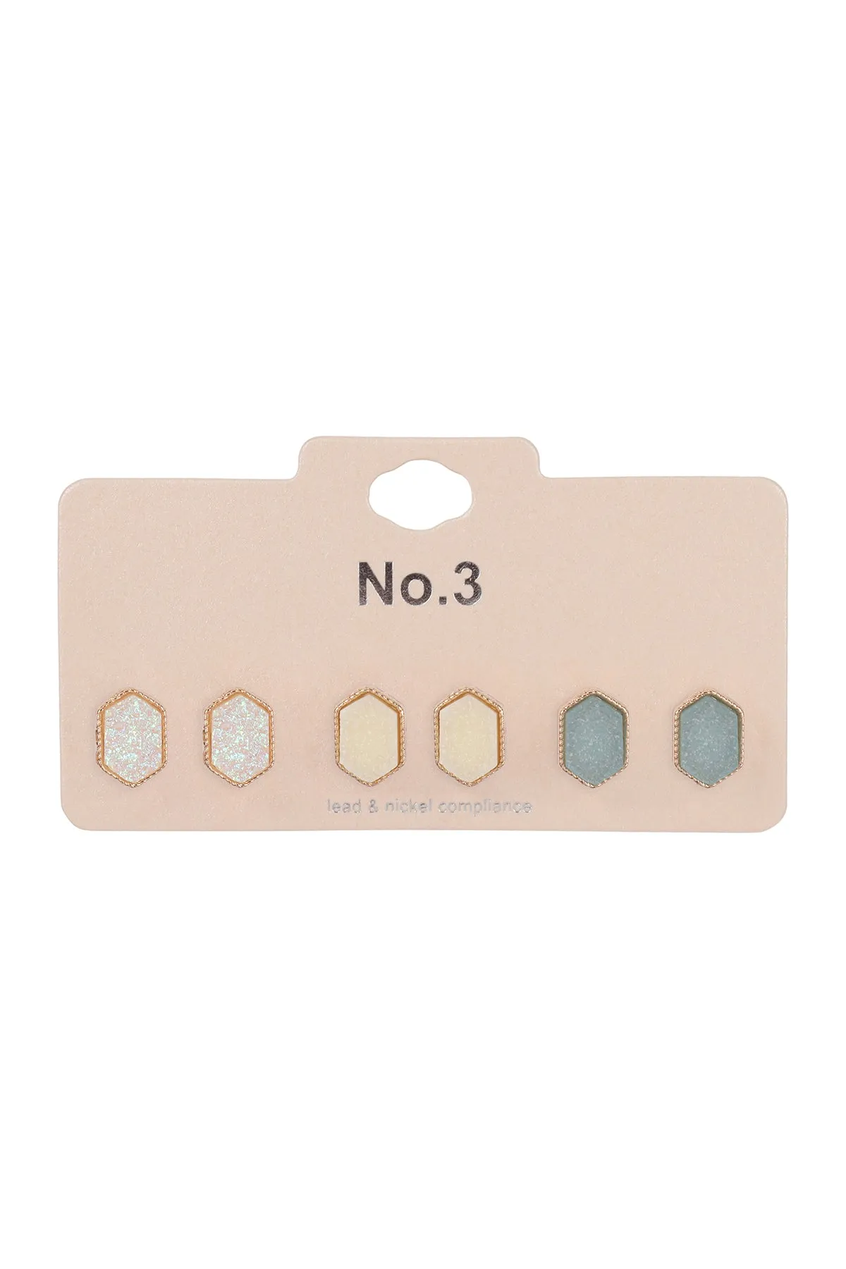 PAIR HEXAGON STUD EARRINGS