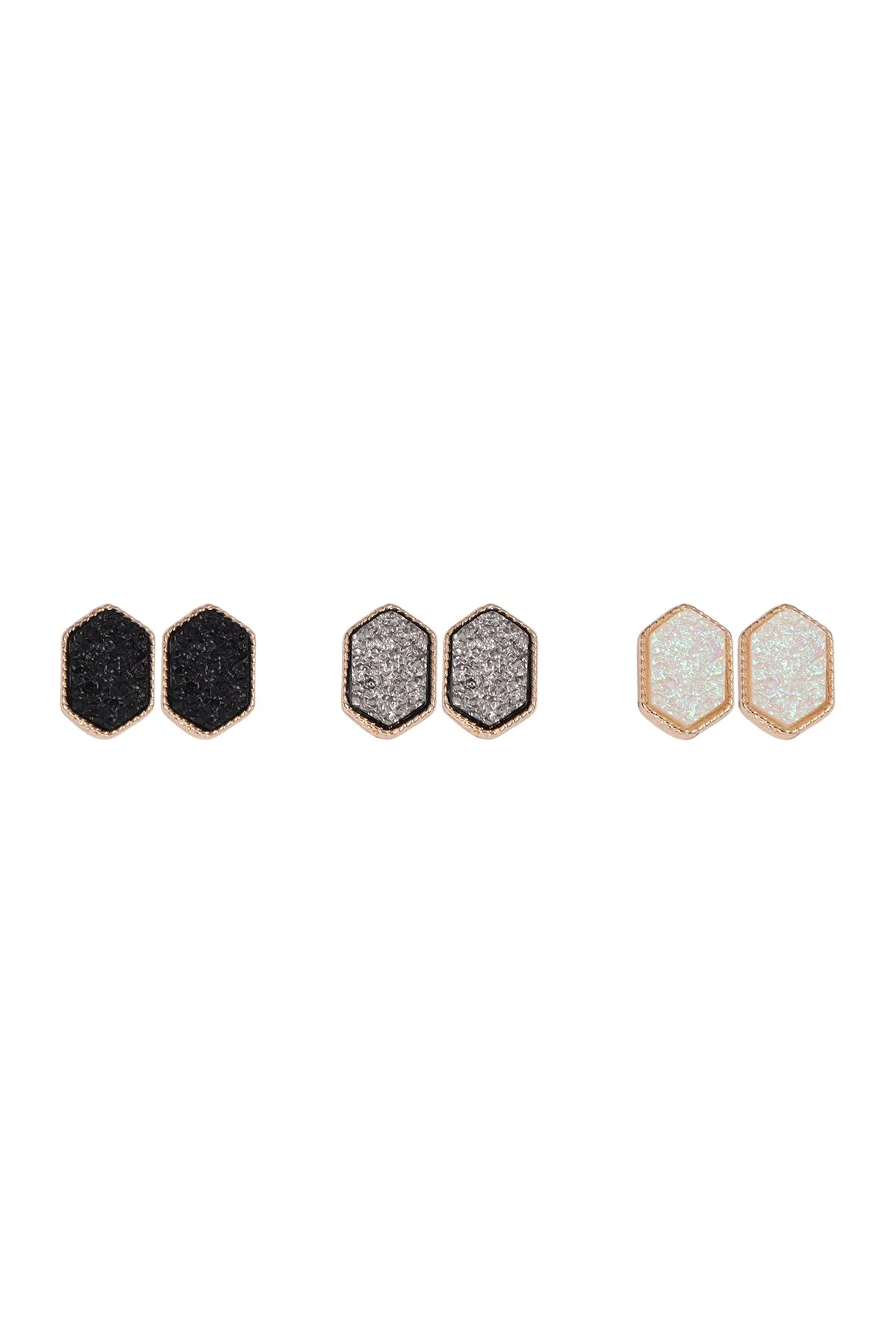 PAIR HEXAGON STUD EARRINGS