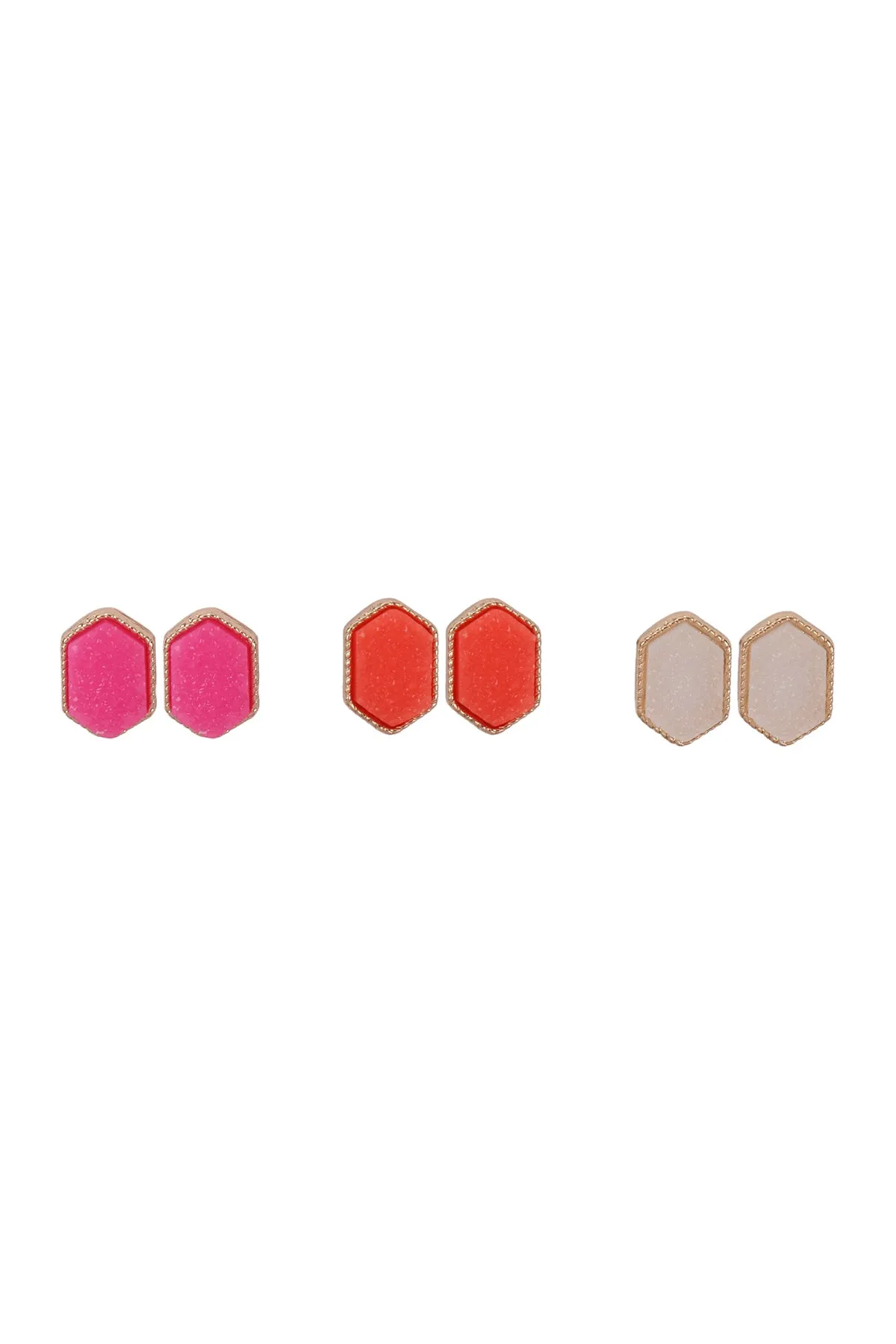 PAIR HEXAGON STUD EARRINGS